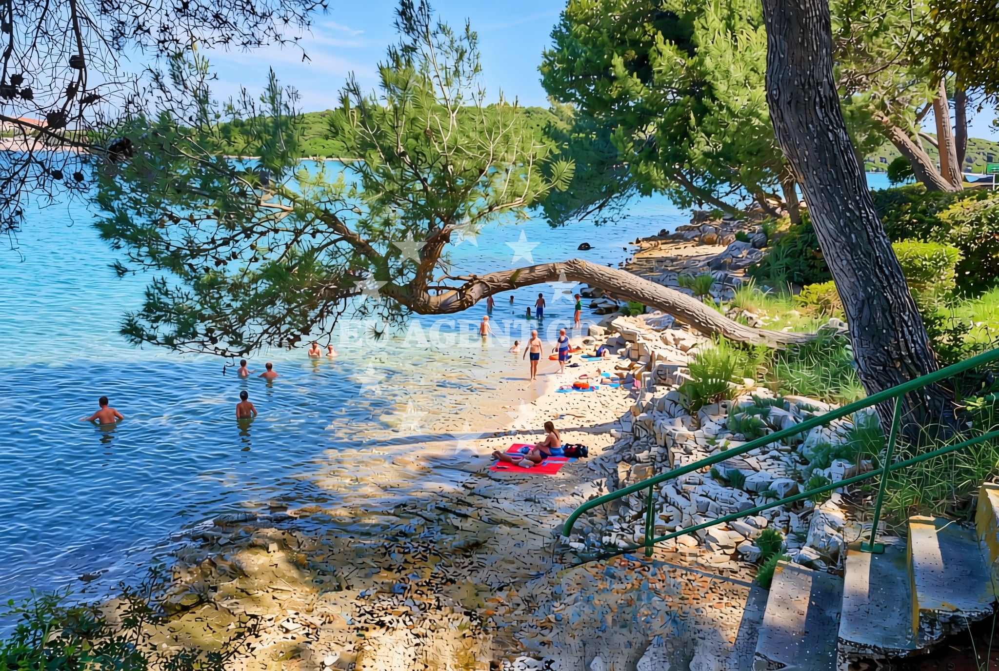 Shoreline and swimming area at Indije sjever, Banjole Beach in Indije sjever