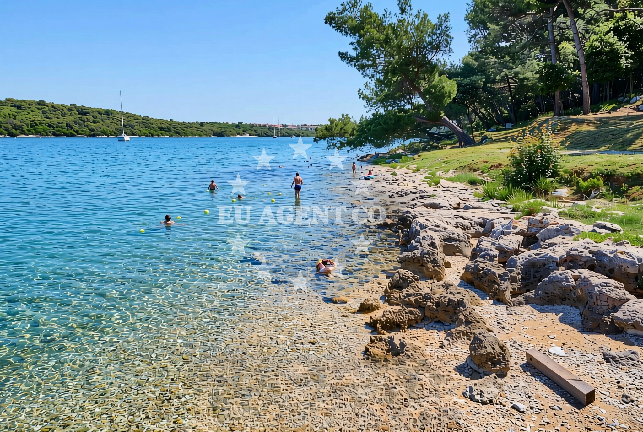 Overview of Indije sjever (dog beach), Banjole Beach in Indije sjever (plaža za pse)