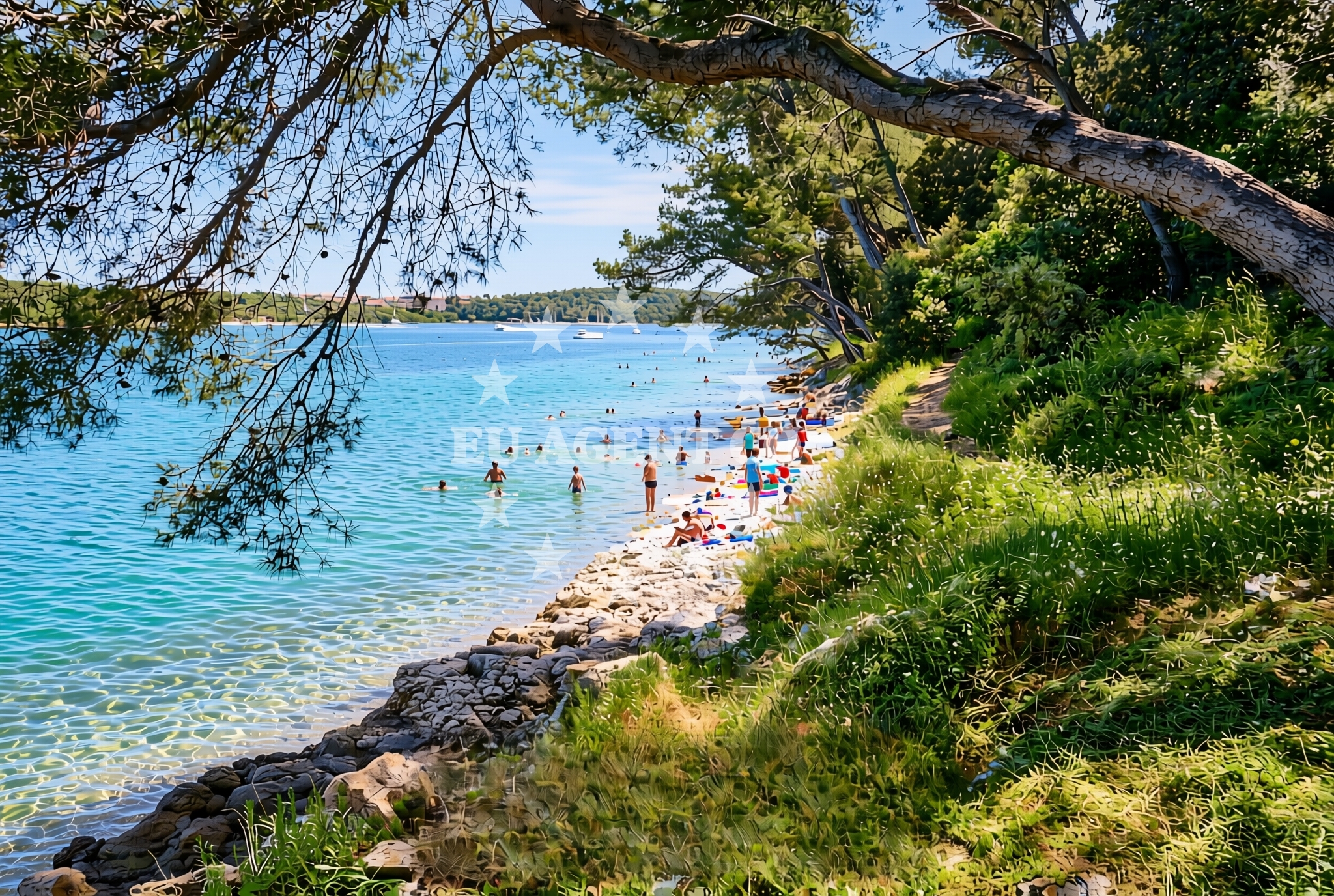 Sea and coastal view of Indije sjever (dog beach), Banjole Beach in Indije sjever (plaža za pse)