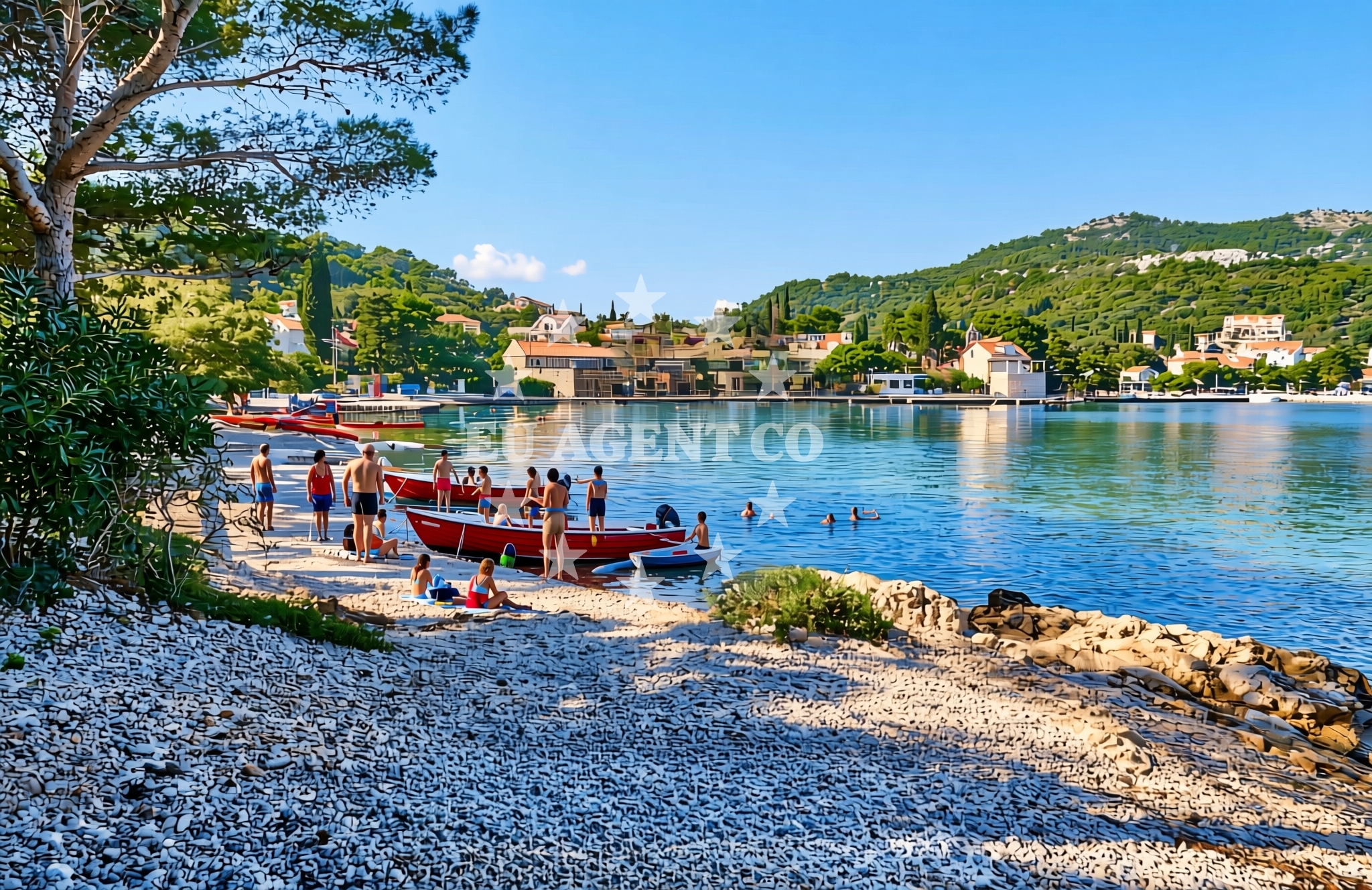Shoreline and swimming area at Ingalo, Zaton (Dubrovnik) Beach in Ingalo