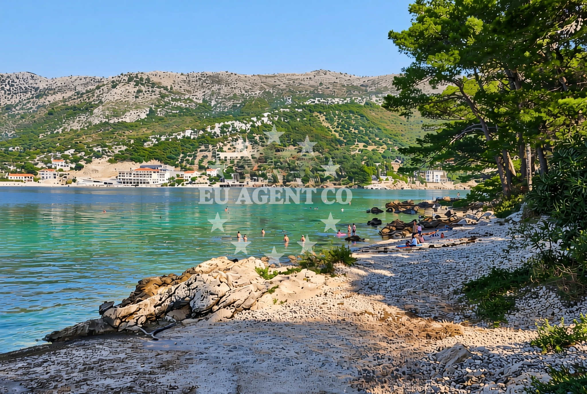 Sea and coastal view of Ingalo, Zaton (Dubrovnik) Beach in Ingalo