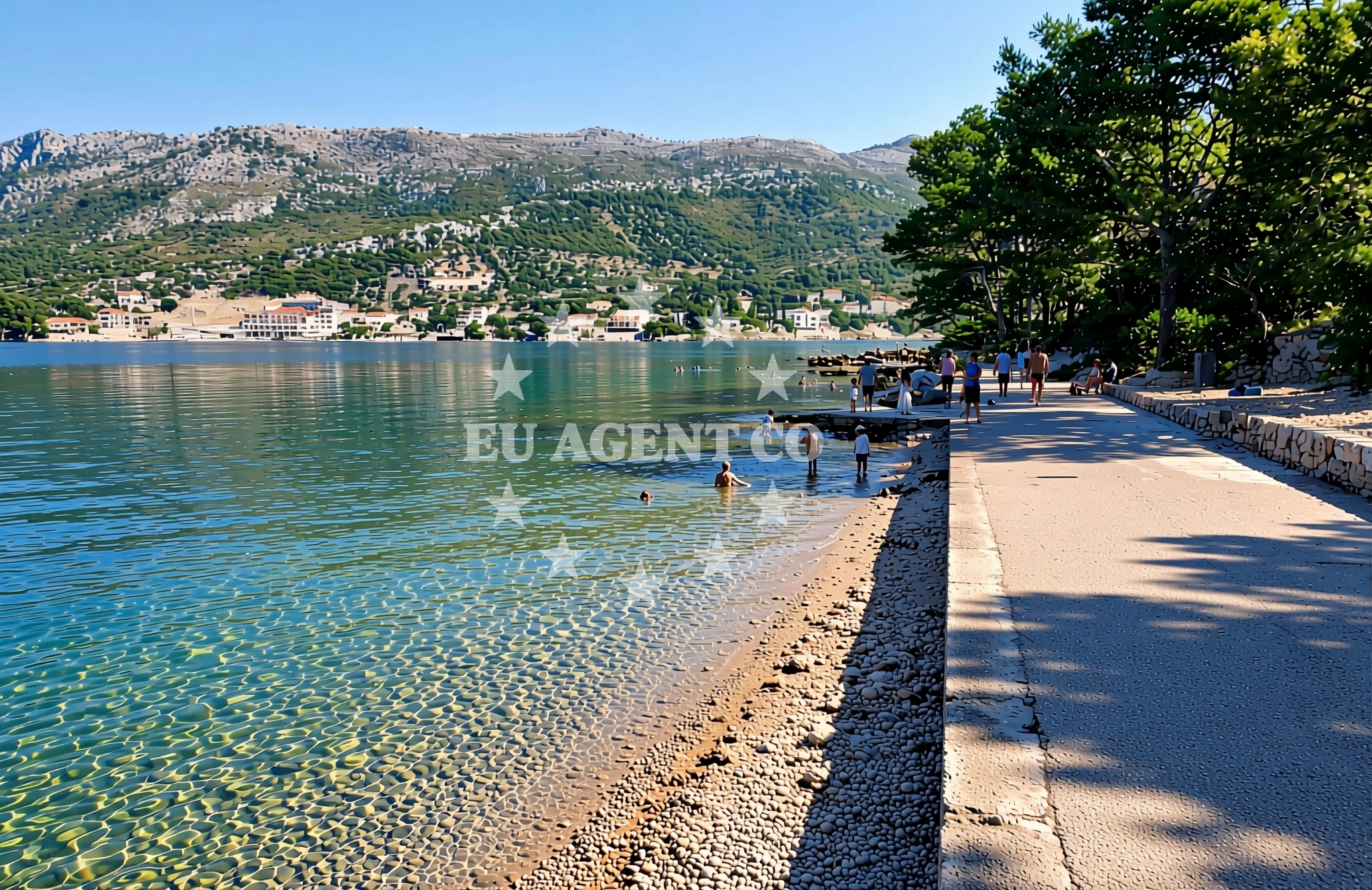 Beach facilities and surroundings at Ingalo, Zaton (Dubrovnik) Beach in Ingalo