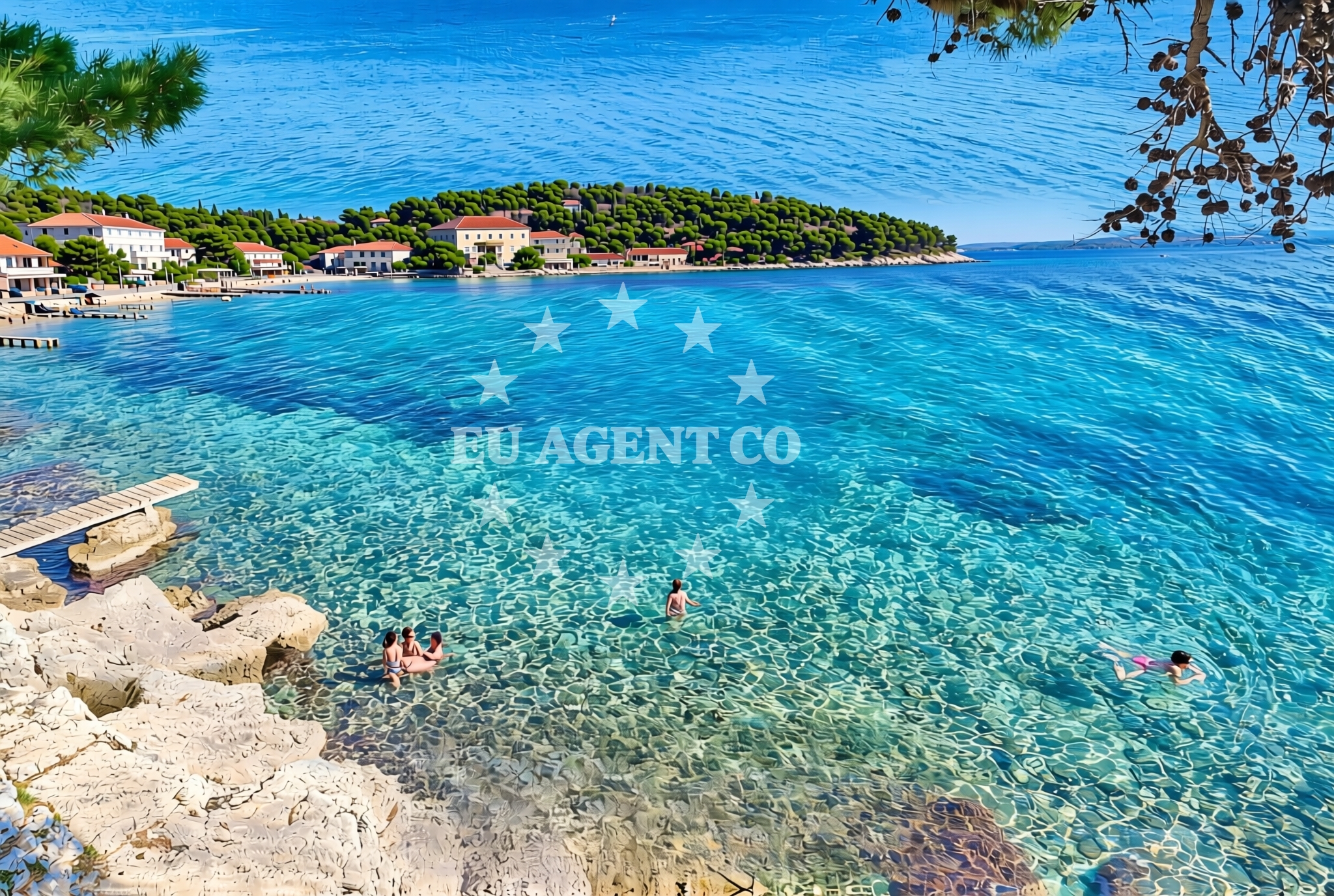 Sea and coastal view of Ispod zidina (Zakerjan), Korčula (Korčula) Beach in Ispod zidina (Zakerjan)