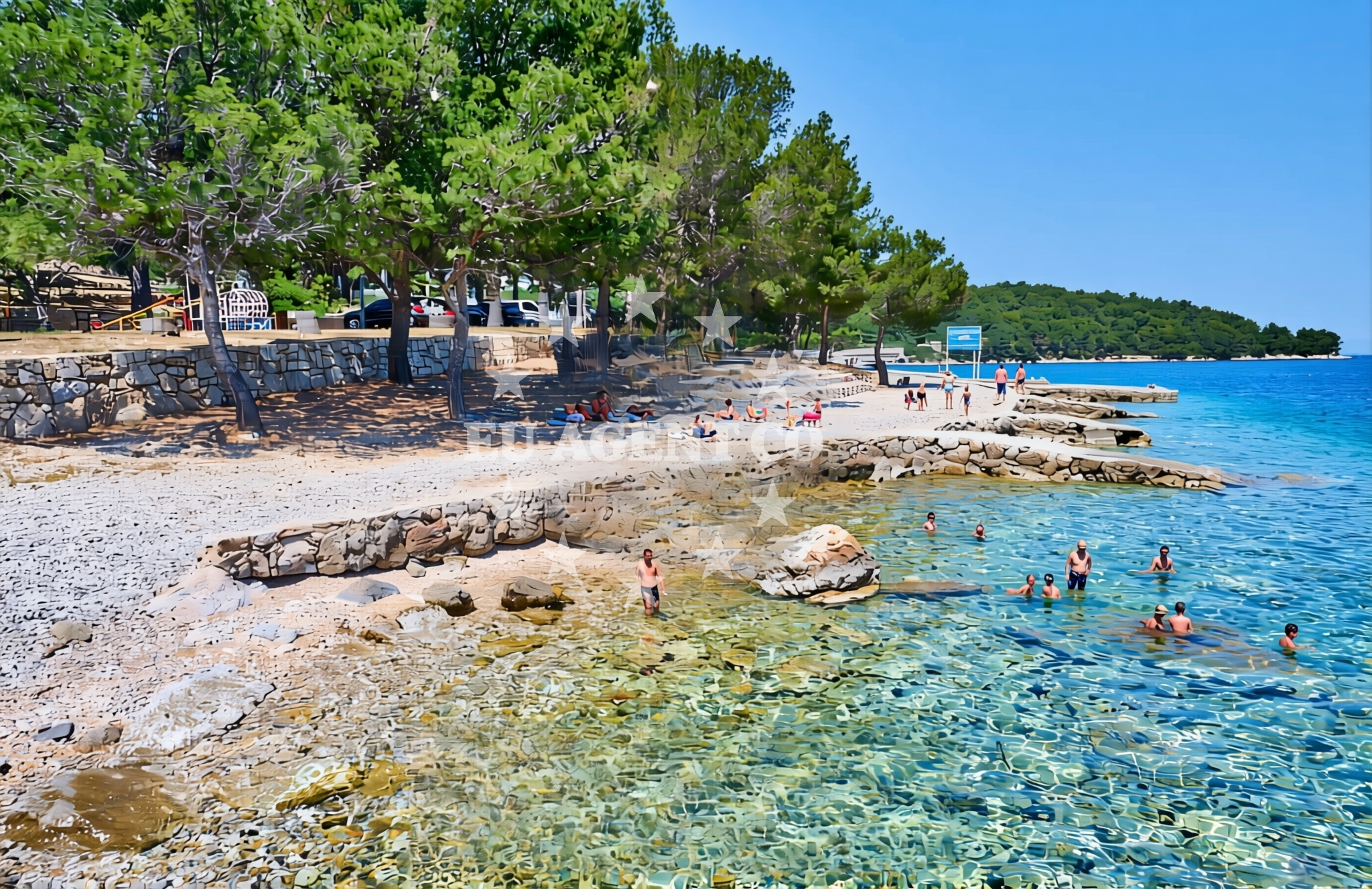 Overview of Issa, Vis (Vis) Beach in Issa