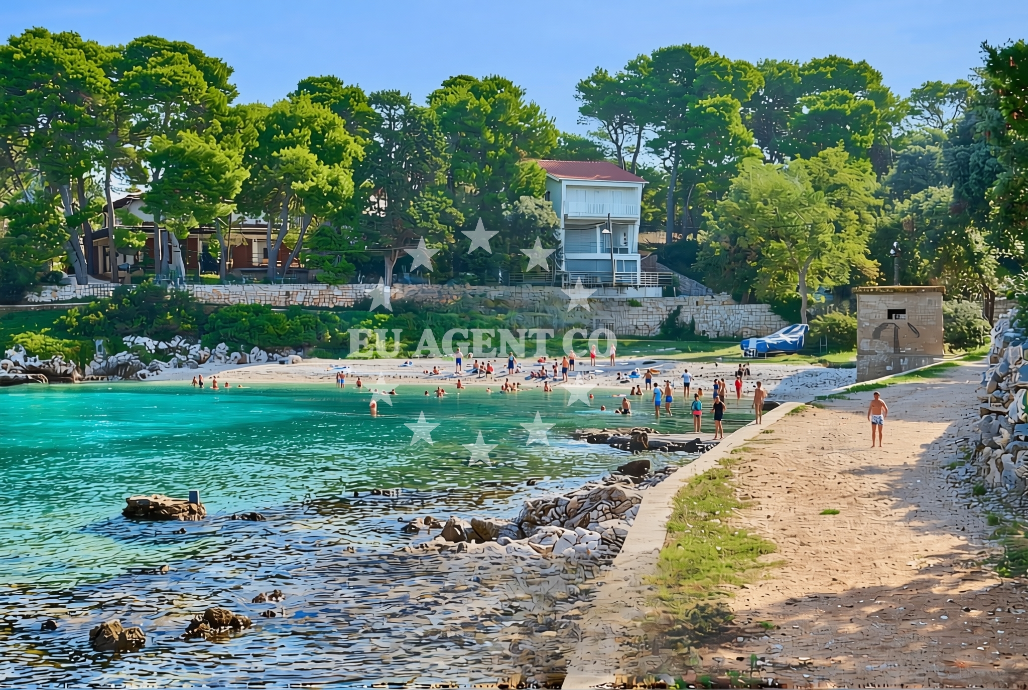 Shoreline and swimming area at Ist (Ist): beaches and coves in Ist (Ist)