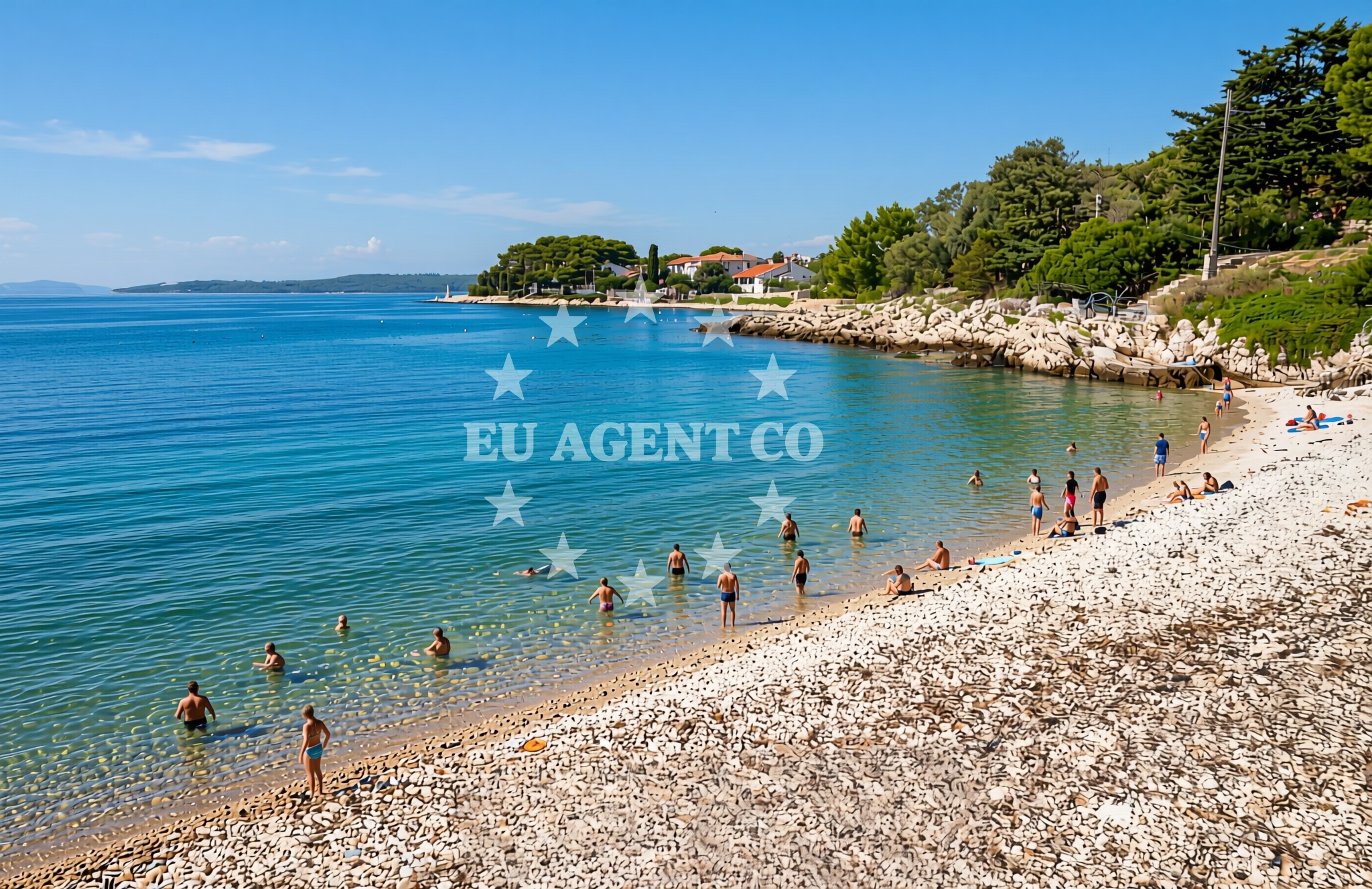 Sea and coastal view of Ist (Ist): beaches and coves in Ist (Ist)