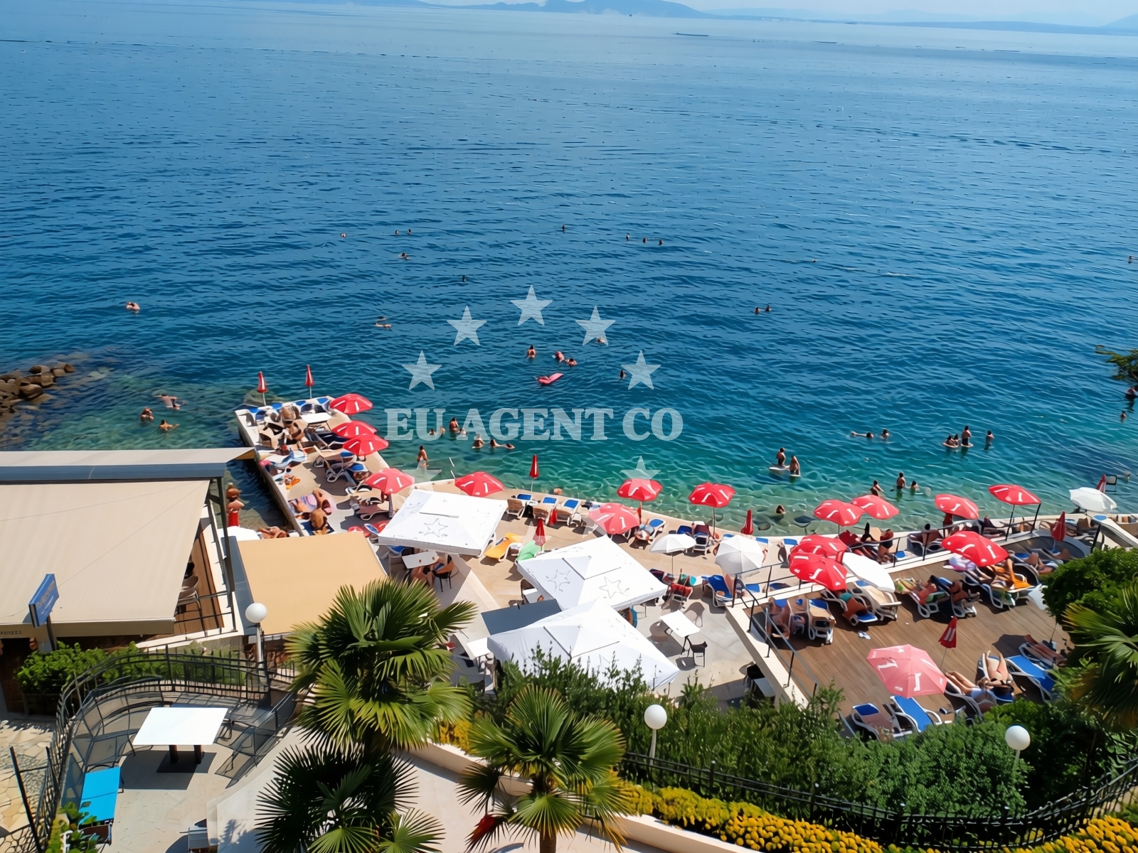 Shoreline and swimming area at Istra beach