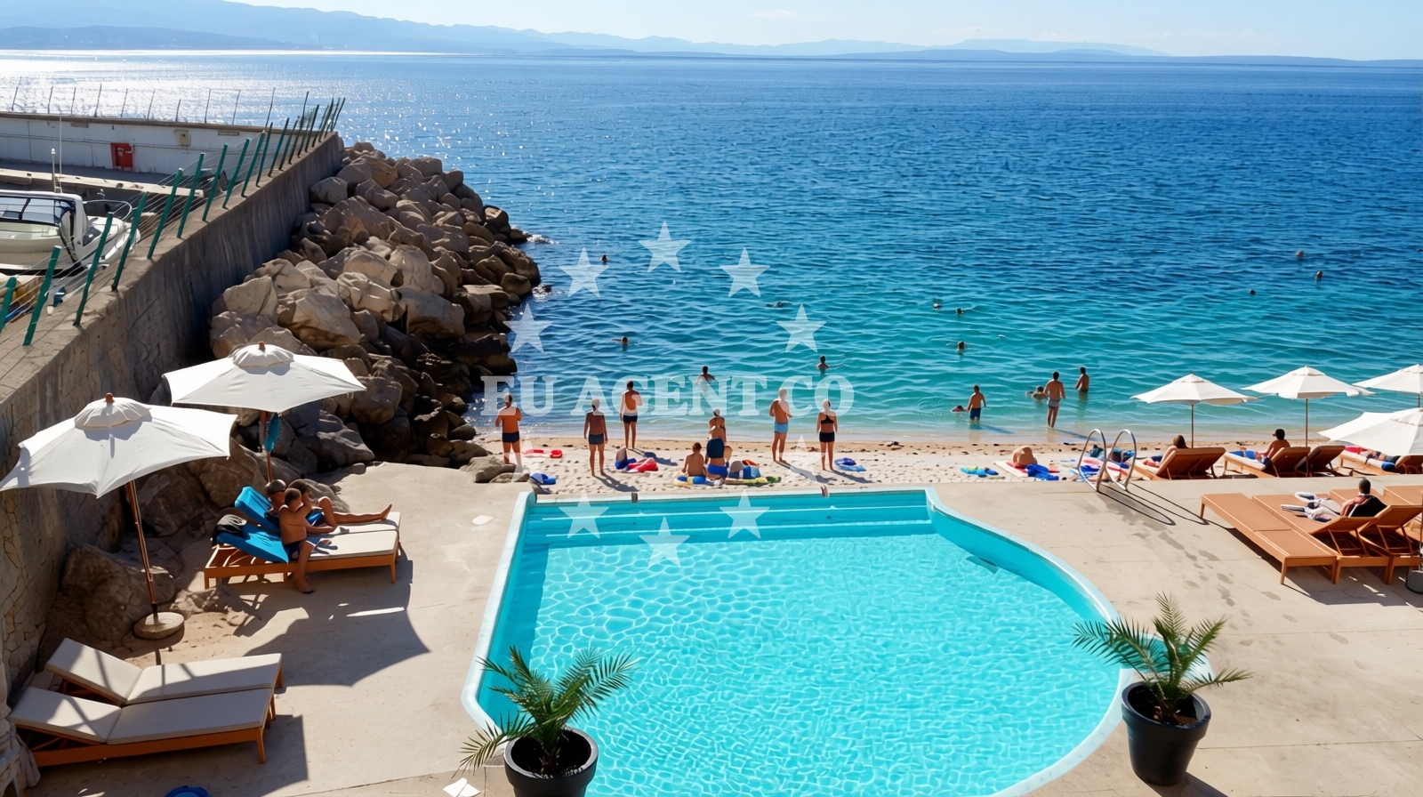 Beach facilities and surroundings at Istra beach