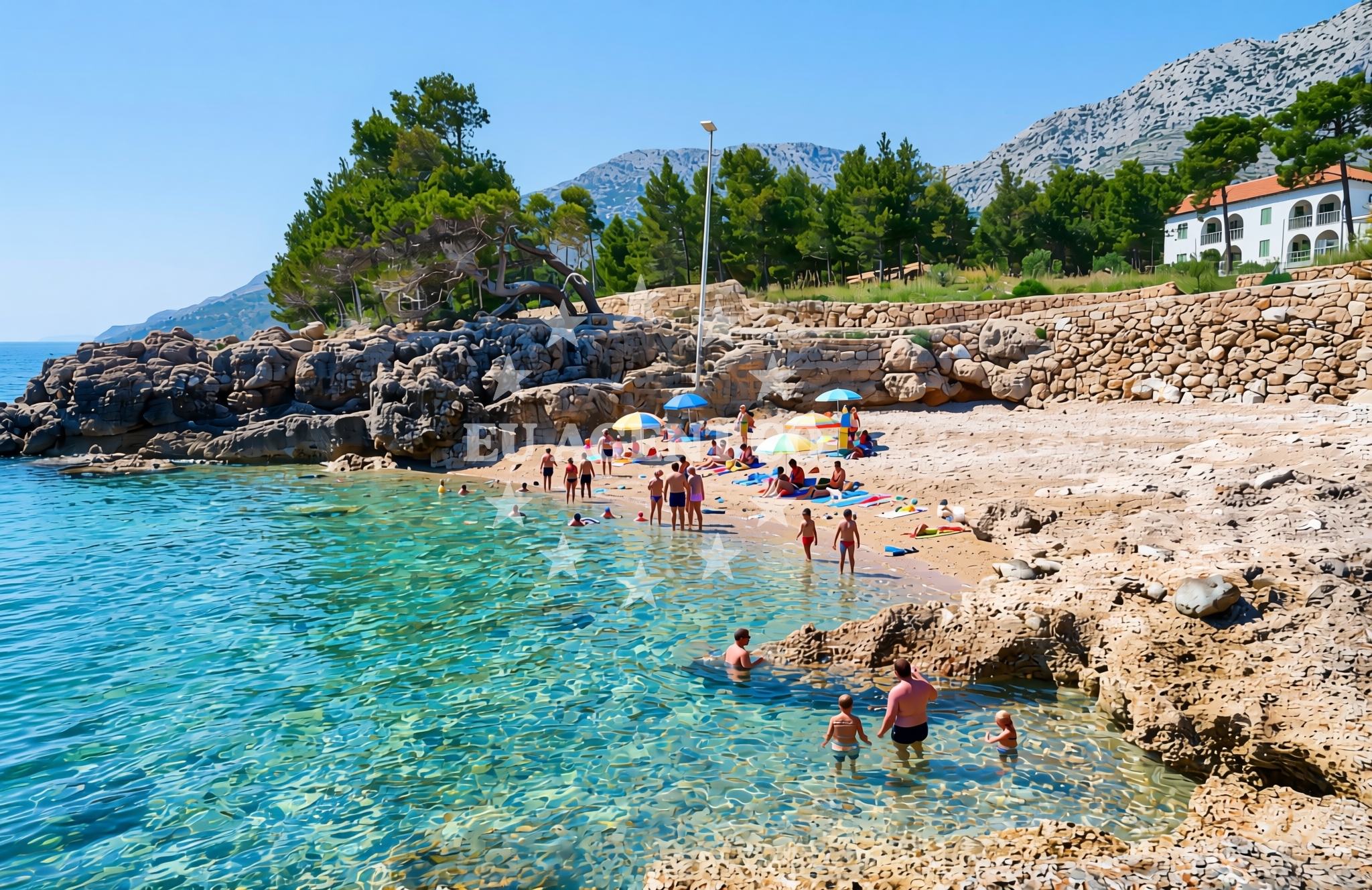 Beach facilities and surroundings at Ivan Dolac istok FKK, Ivan Dolac (Hvar) Beach in Ivan Dolac istok FKK