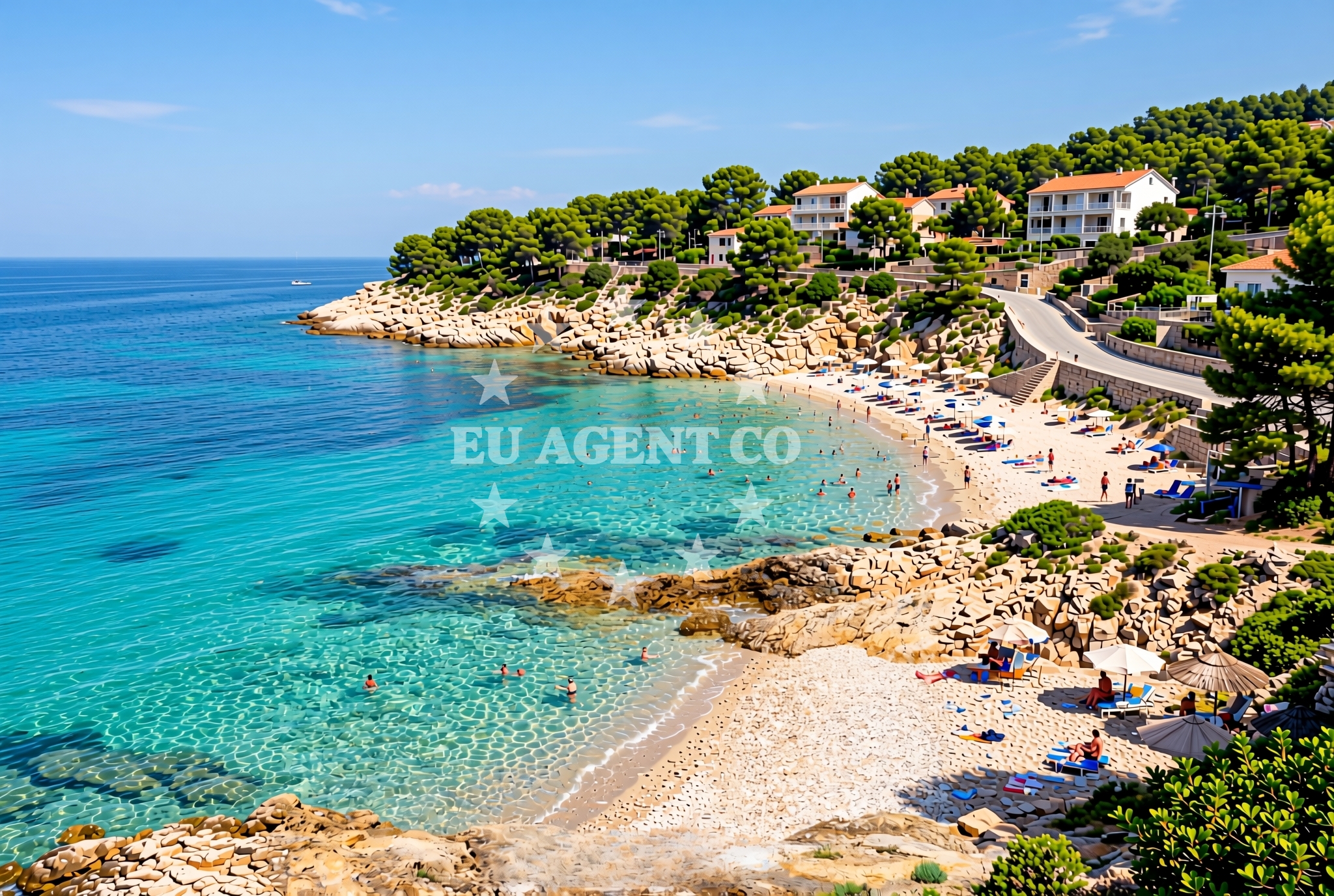 Sea and coastal view of Ivan Pavao II istok, Sutivan (Brač) Beach in Ivan Pavao II istok