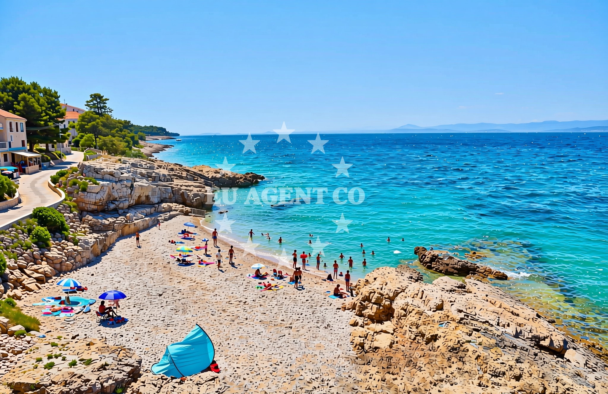 Shoreline and swimming area at Ivan Pavao II zapad, Sutivan (Brač) Beach in Ivan Pavao II zapad