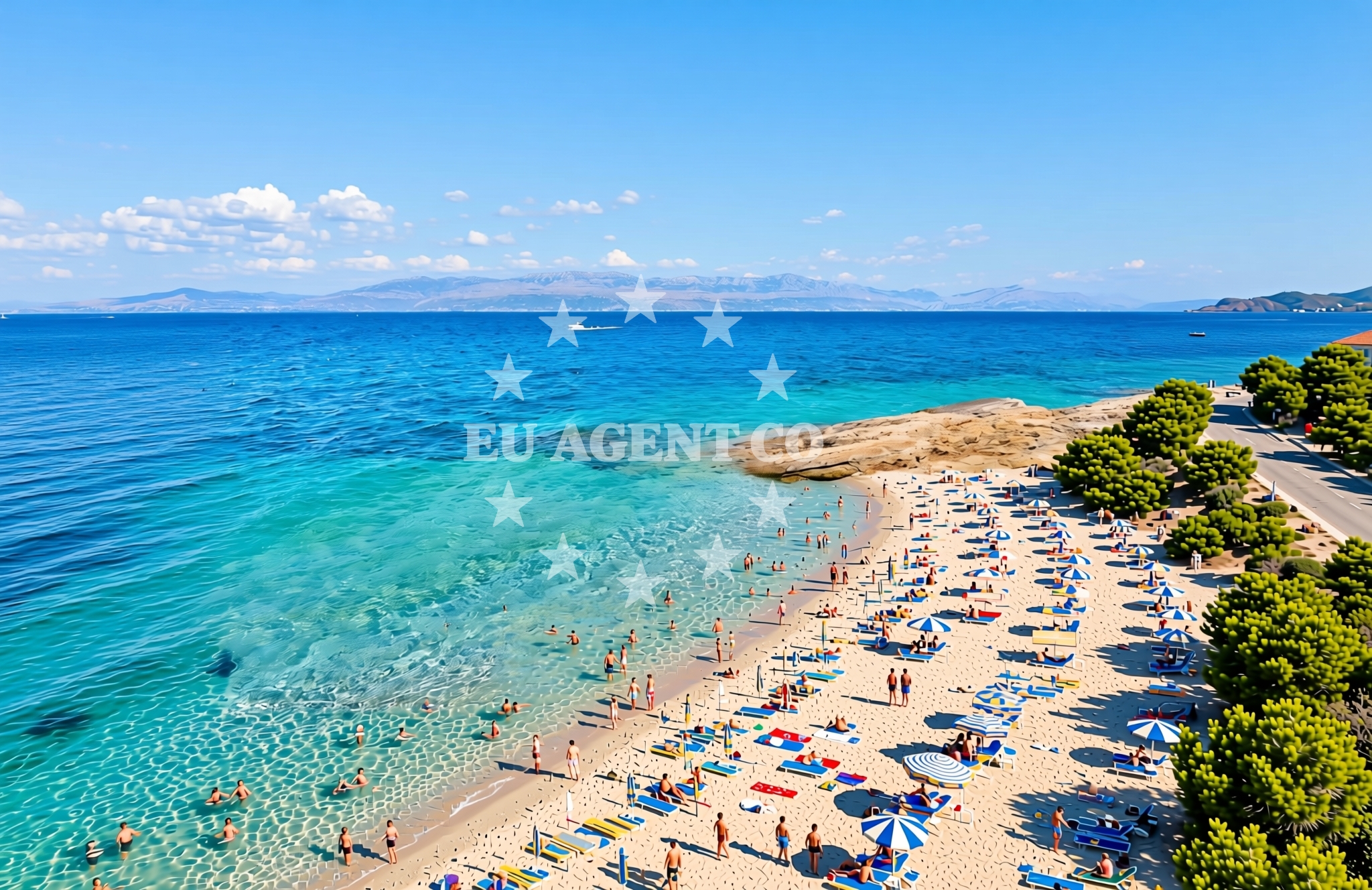 Sea and coastal view of Ivan Pavao II zapad, Sutivan (Brač) Beach in Ivan Pavao II zapad