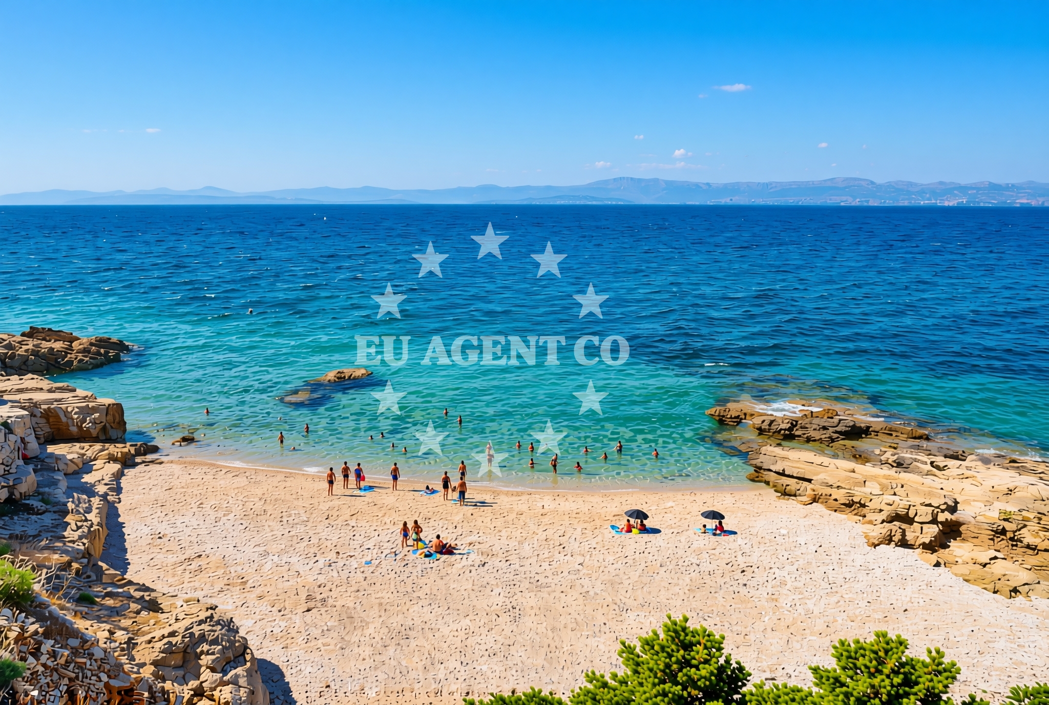 Beach facilities and surroundings at Ivan Pavao II zapad, Sutivan (Brač) Beach in Ivan Pavao II zapad