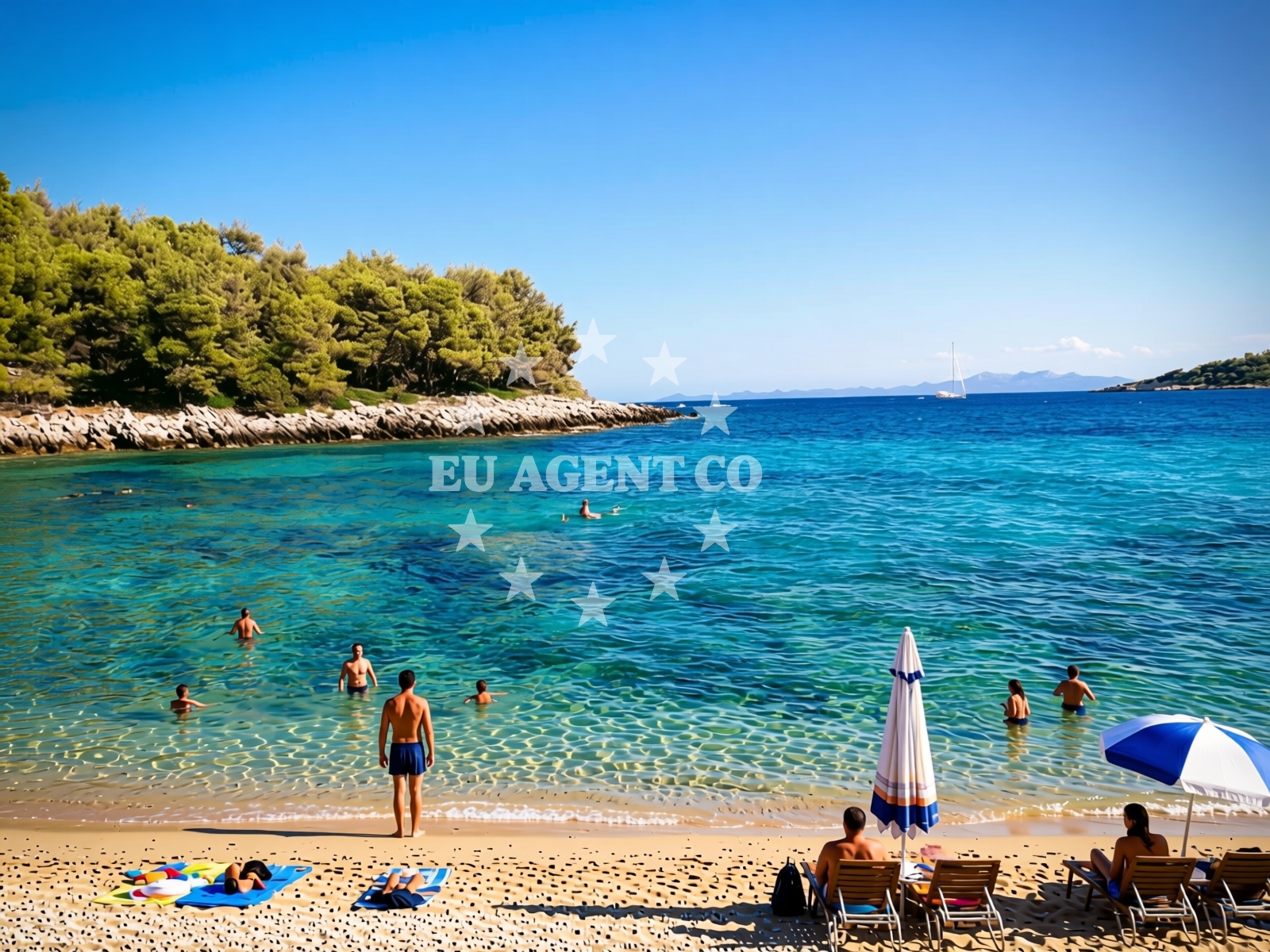 Shoreline and swimming area at Izmeta beach in Danca 5, Prizba