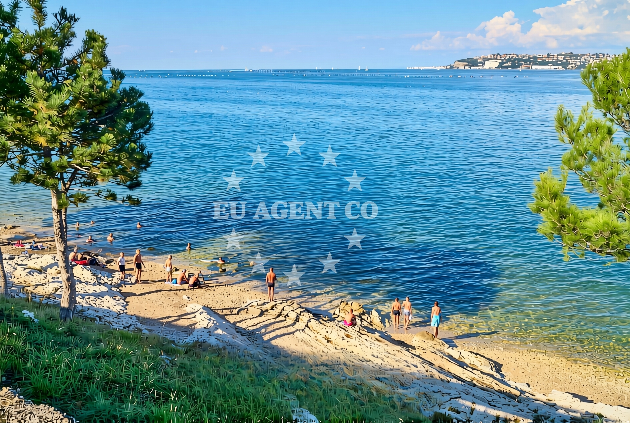Shoreline and swimming area at Jadran istok, Kanegra Beach in Jadran istok