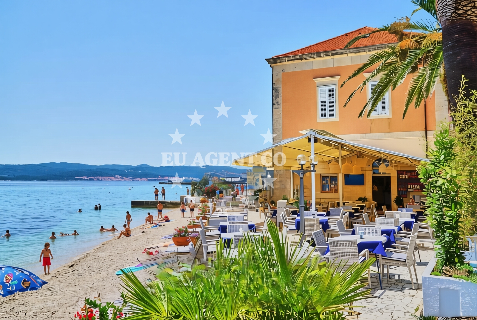 Beach facilities and surroundings at Jadran, Orebić Beach in Jadran