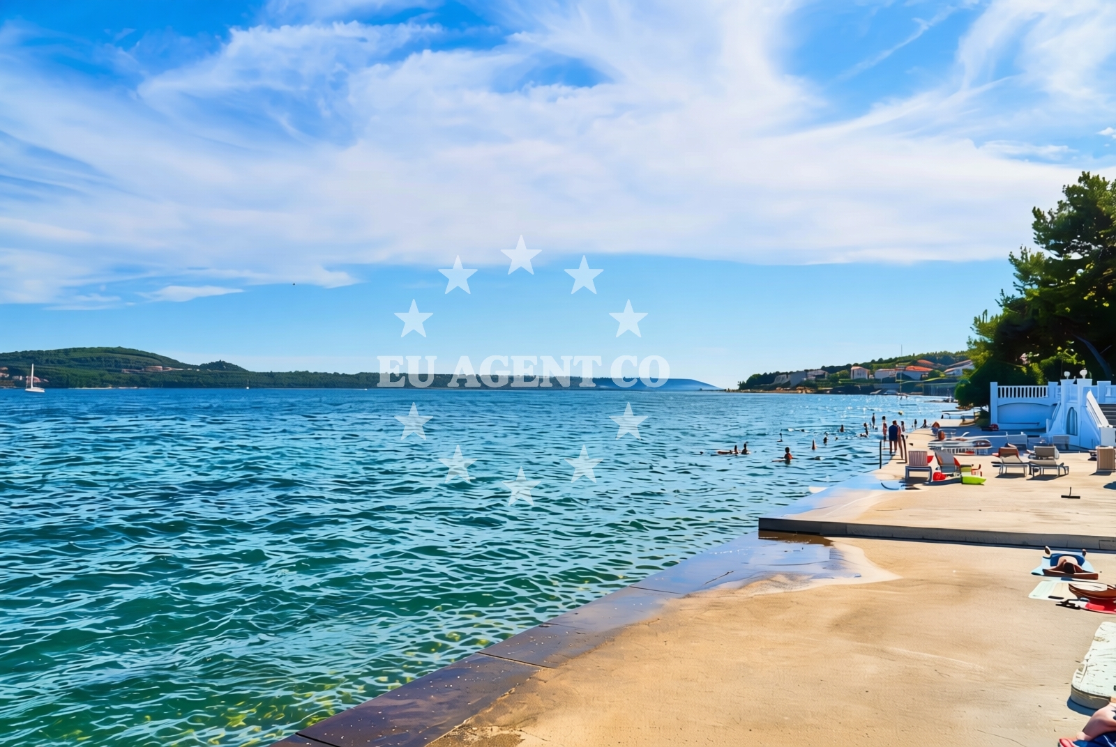 Shoreline and swimming area at Jadran, Seget Donji Beach in Jadran