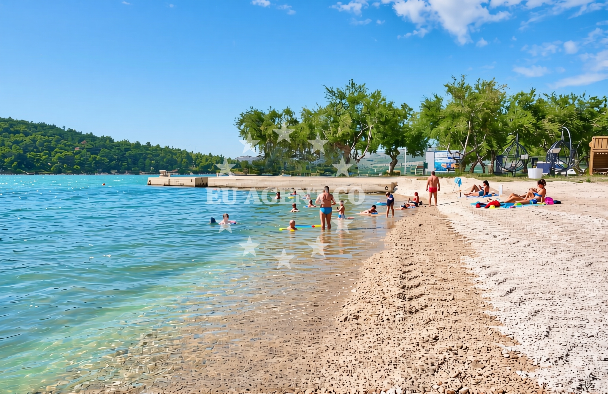Beach facilities and surroundings at Jadrtovac beach in Šupljac 4, Jadrtovac