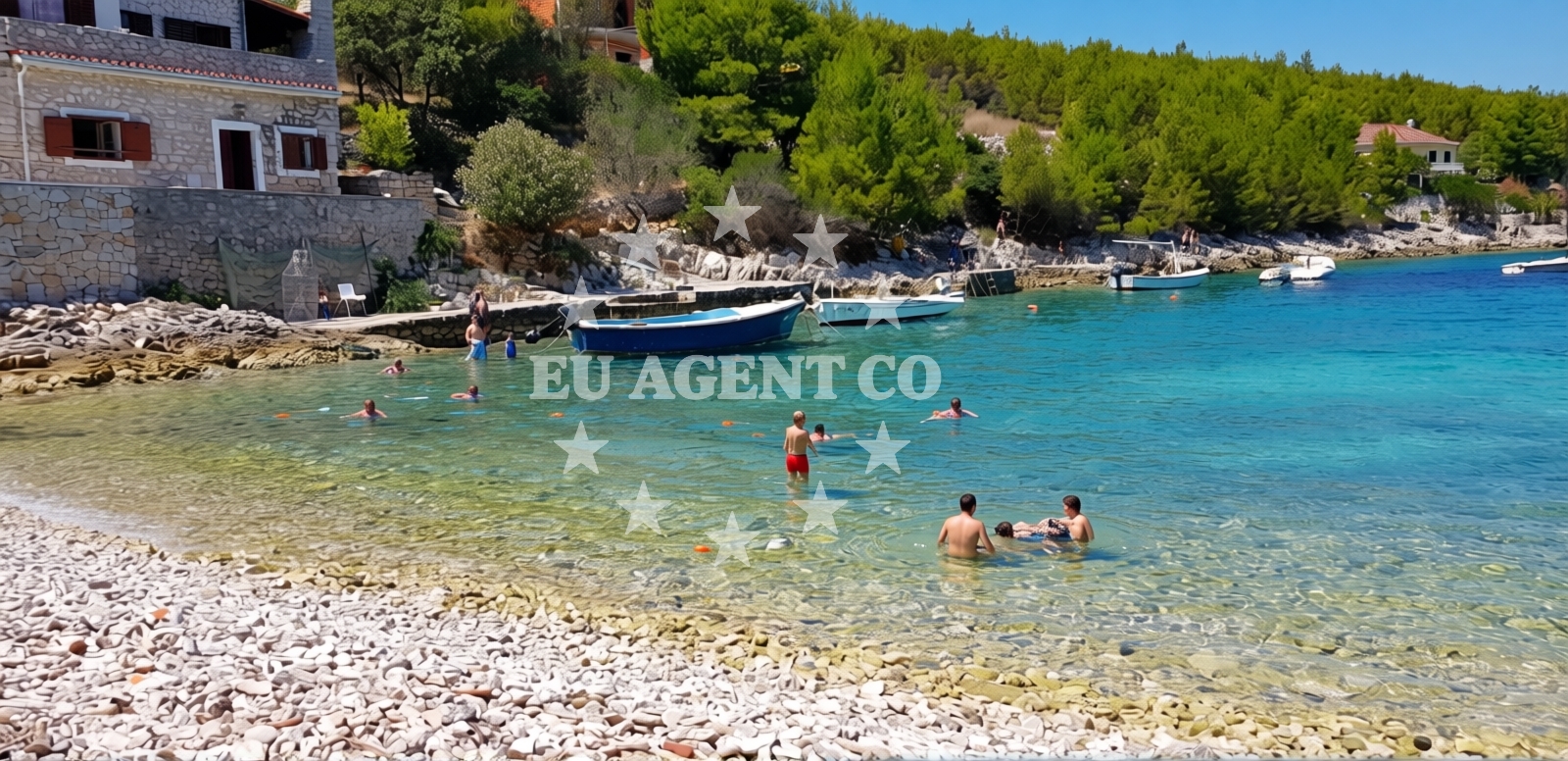 Sea and coastal view of Jagoda beach in Uvala Kalober 3 (Pribinja), Hvar