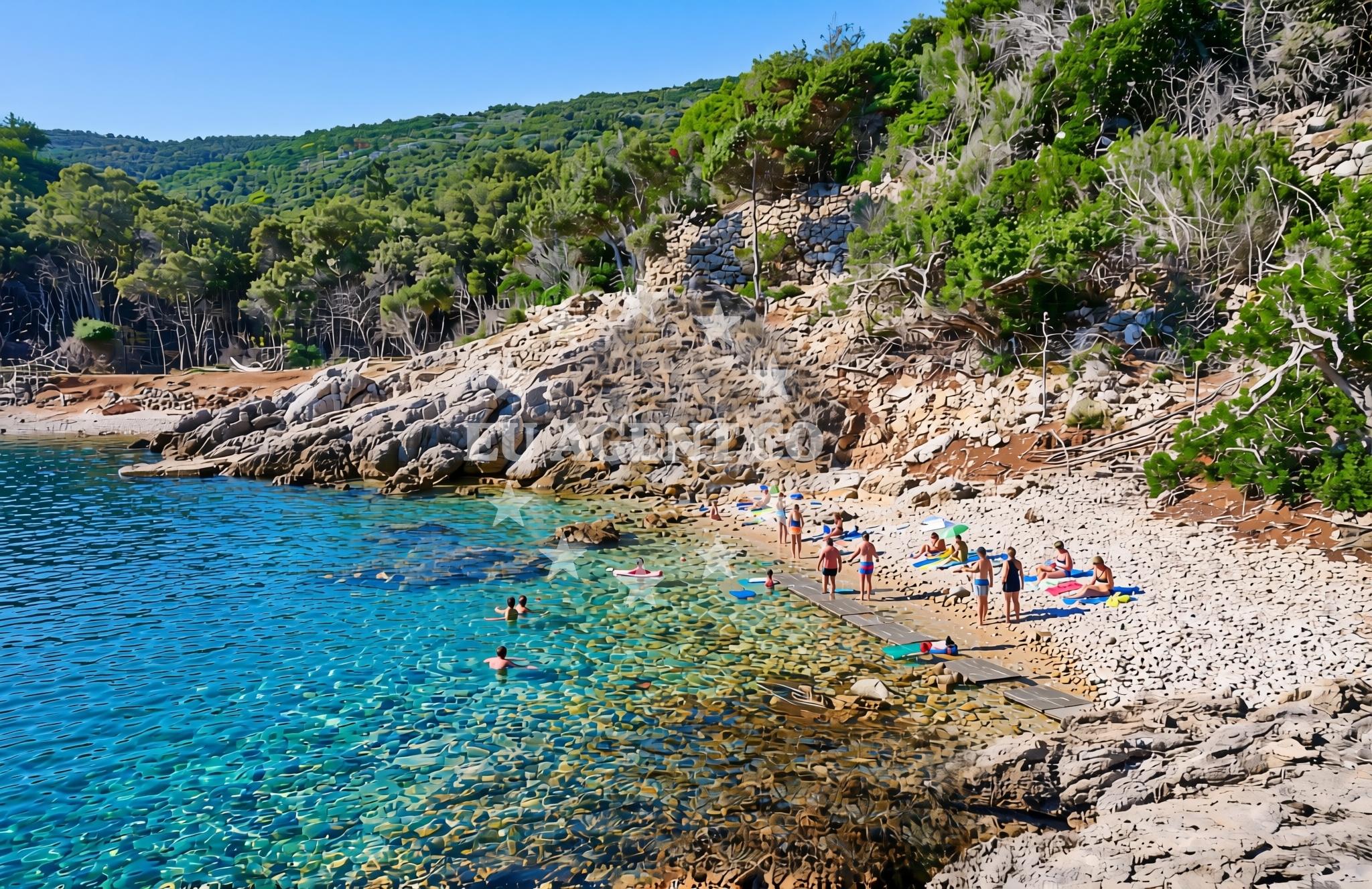 Overview of Jamna sjever, Veli Lošinj (Lošinj) Beach in Jamna sjever