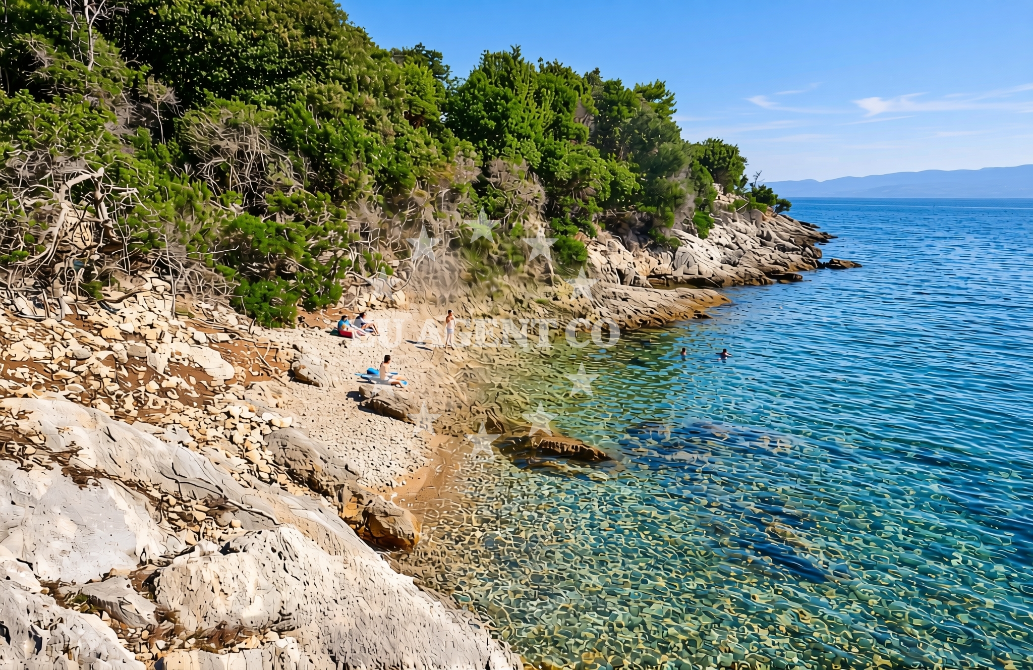 Sea and coastal view of Jamna sjever, Veli Lošinj (Lošinj) Beach in Jamna sjever