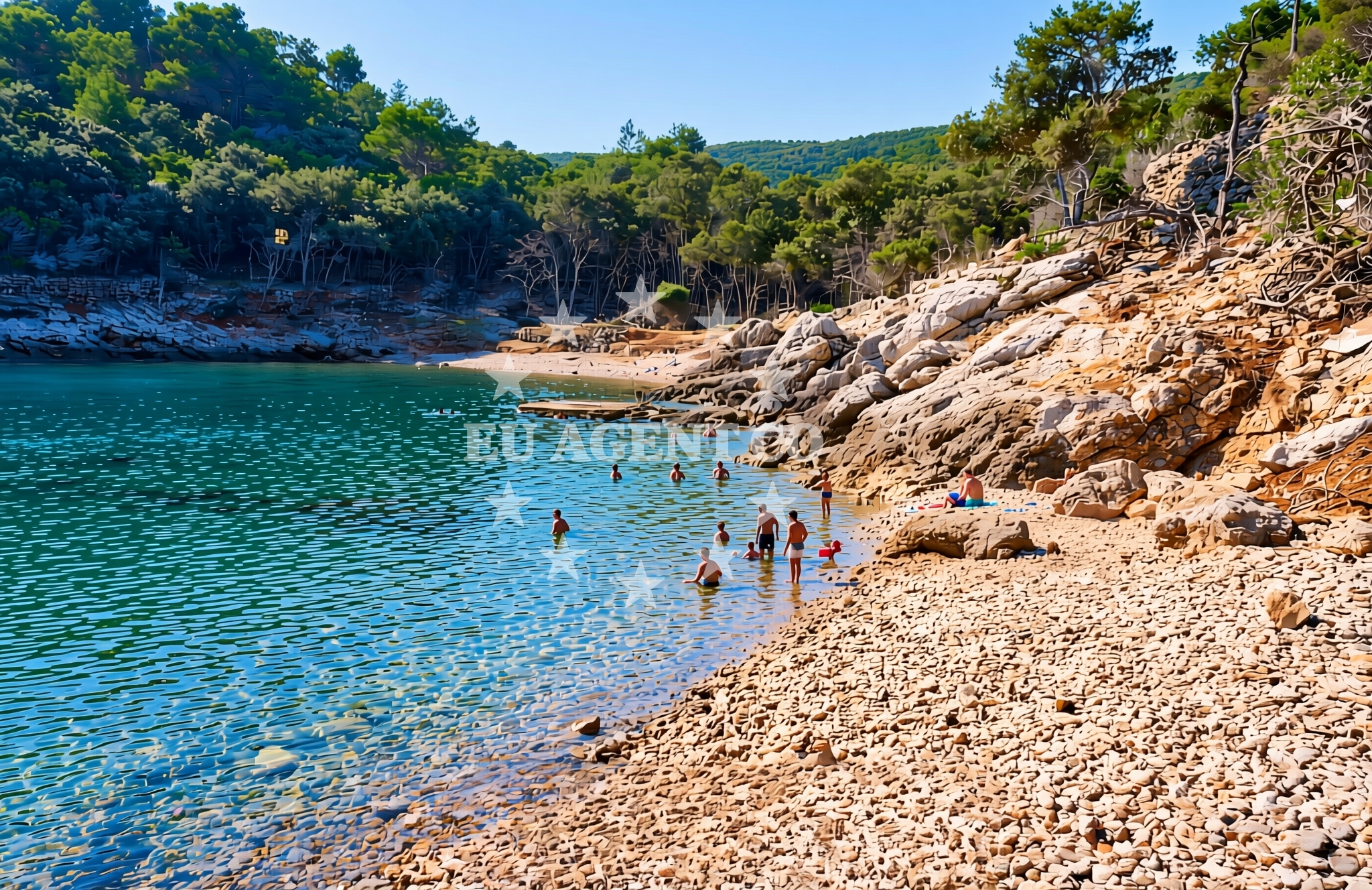 Beach facilities and surroundings at Jamna sjever, Veli Lošinj (Lošinj) Beach in Jamna sjever