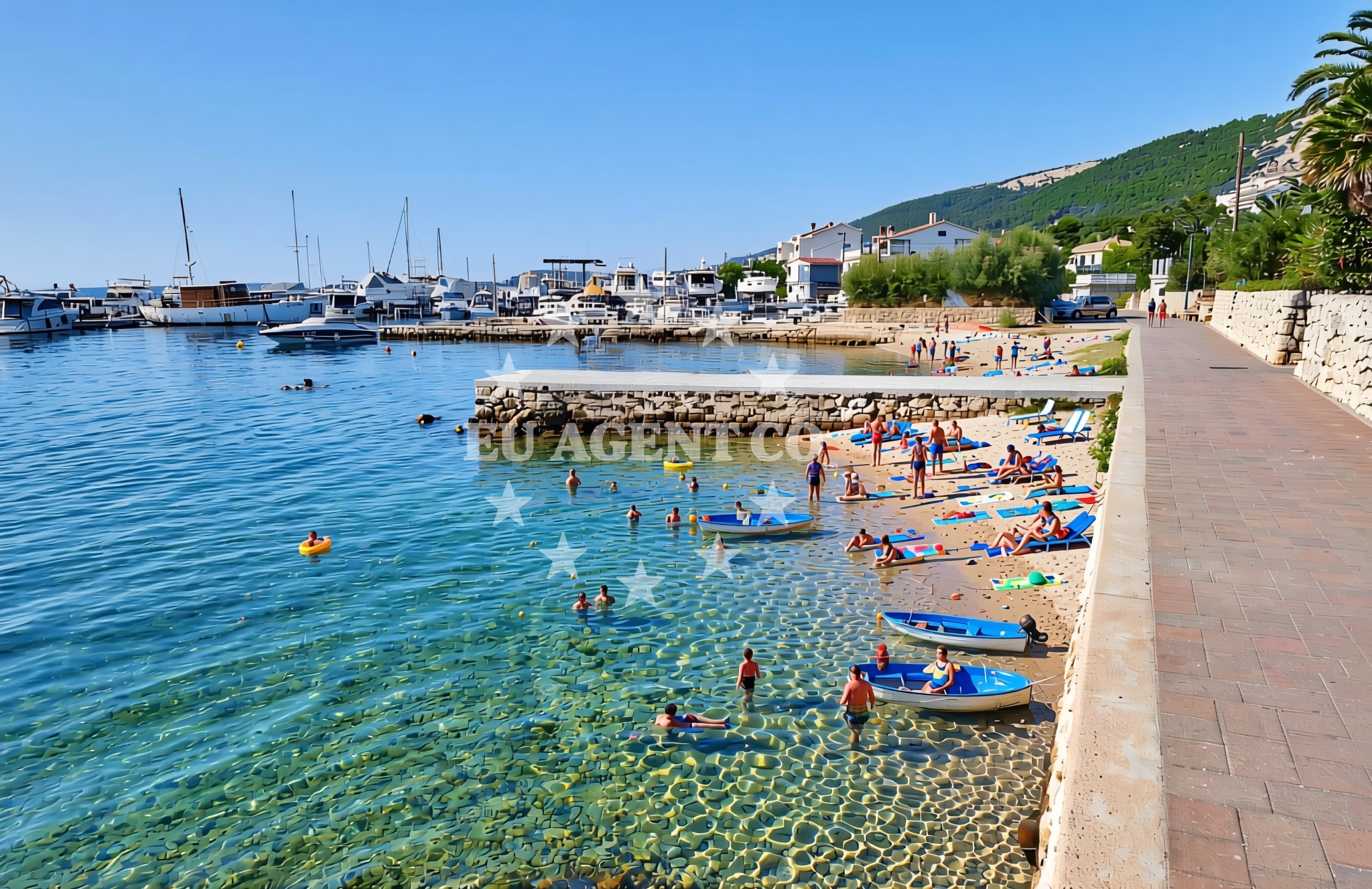 Shoreline and swimming area at Janići, Barbat na Rabu (Rab) Beach in Janići