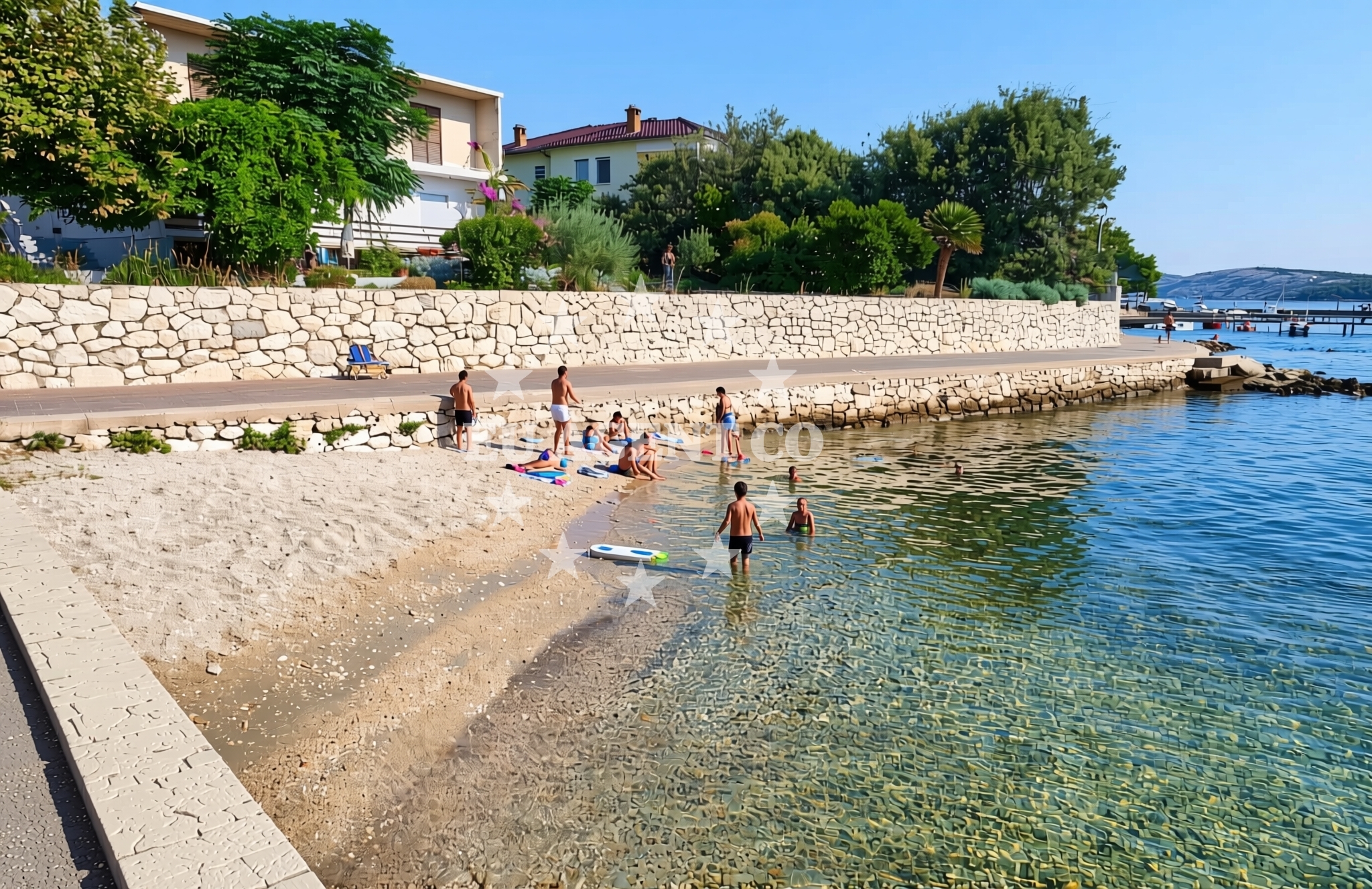 Sea and coastal view of Janići, Barbat na Rabu (Rab) Beach in Janići
