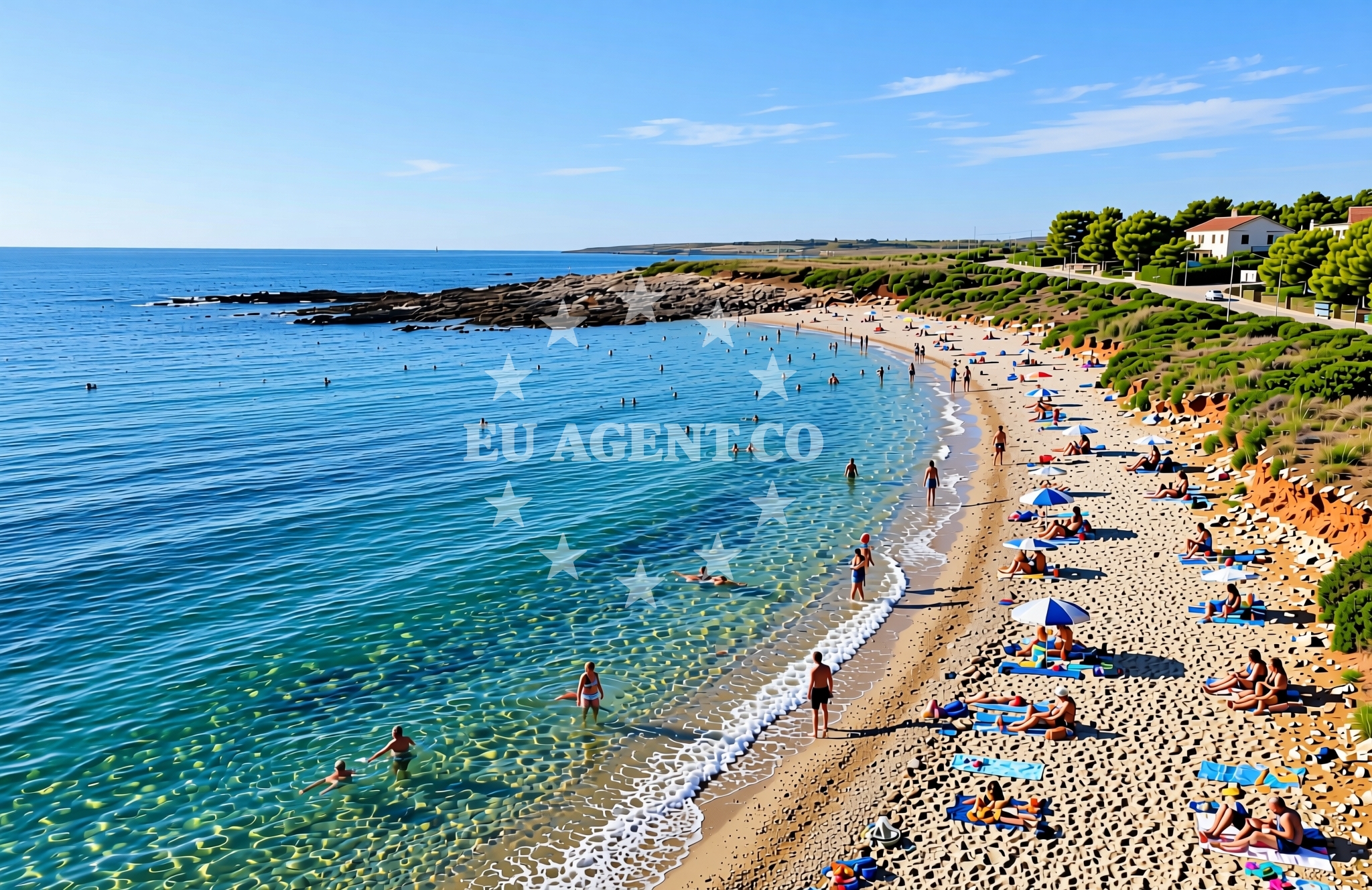 Beach facilities and surroundings at Japnenica jug, Ližnjan Beach in Japnenica jug