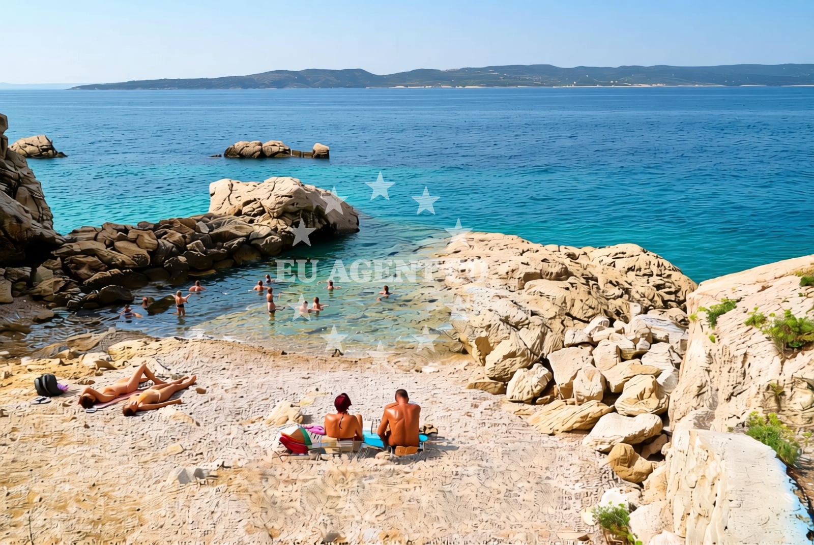 Shoreline and swimming area at Jardula, Brela Beach in Jardula