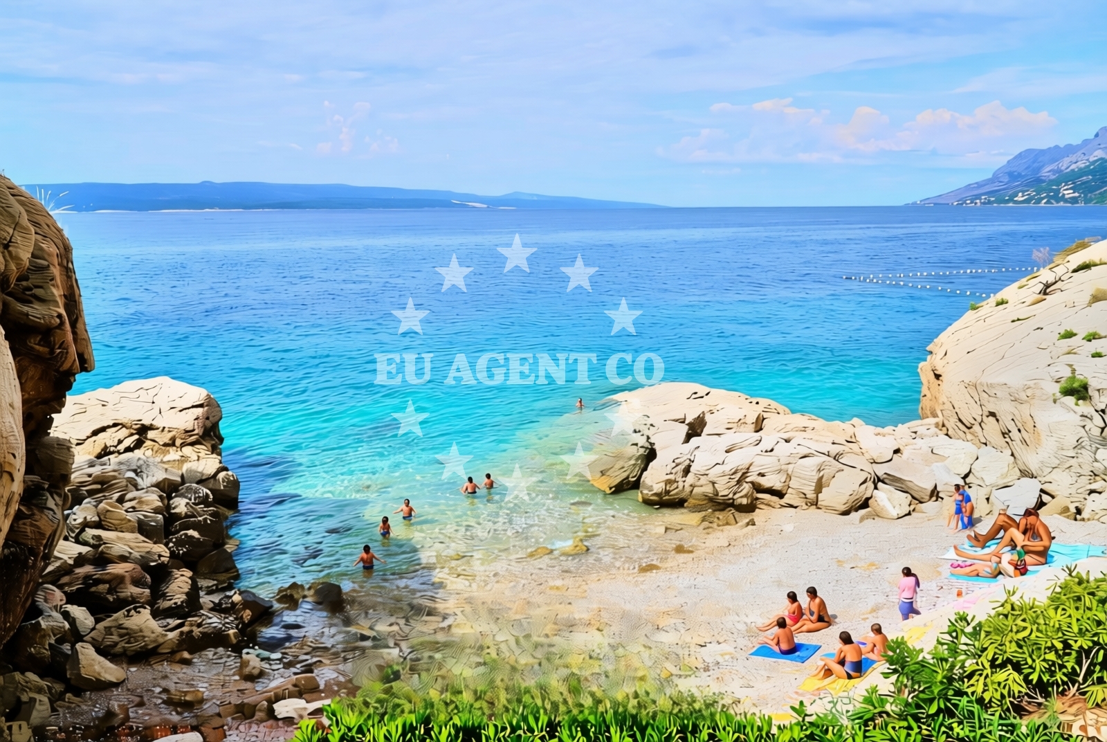 Sea and coastal view of Jardula, Brela Beach in Jardula