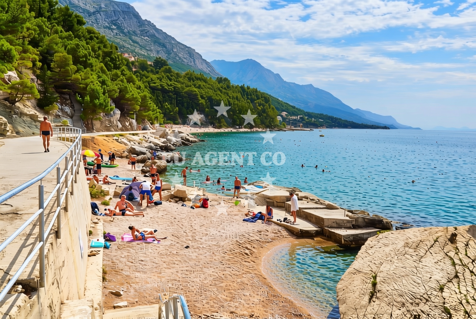Beach facilities and surroundings at Jardula, Brela Beach in Jardula