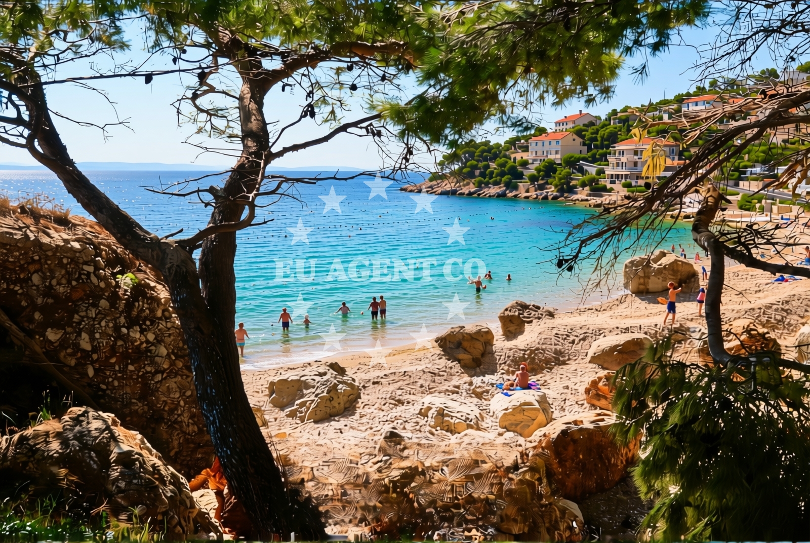 Sea and coastal view of Jarsan istok, Igrane Beach in Jarsan istok