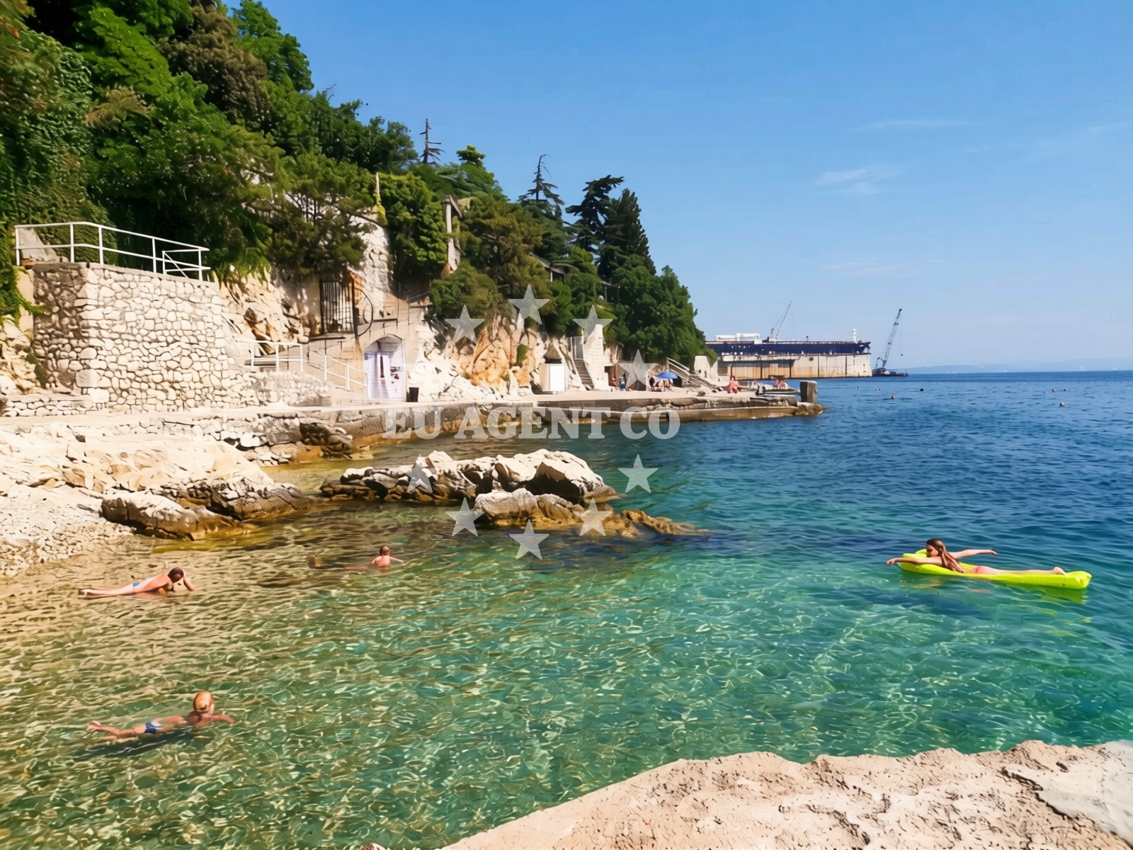 Beach facilities and surroundings at Javna beach in Šetalište 13. divizije 106, Rijeka