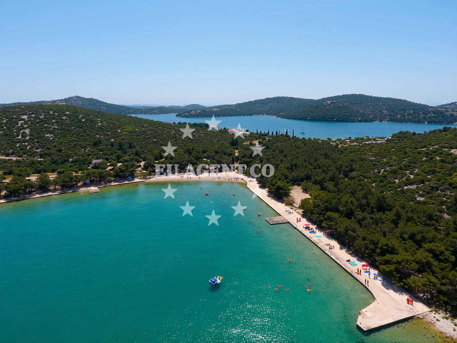 Sea and coastal view of Jazina beach in Put Jazine 269 Stan, Tisno