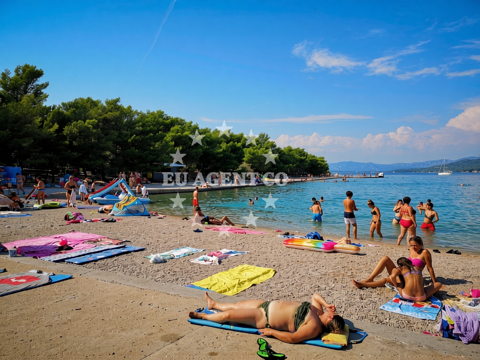 Beach facilities and surroundings at Jazina beach in Put Jazine 269 Stan, Tisno