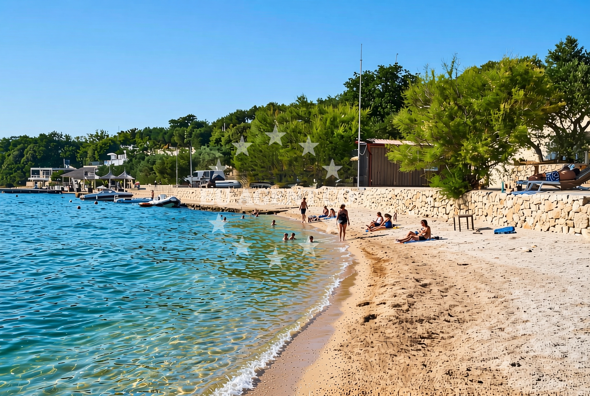 Beach facilities and surroundings at Jazina II beach in Ante Starcevica 140, Tisno