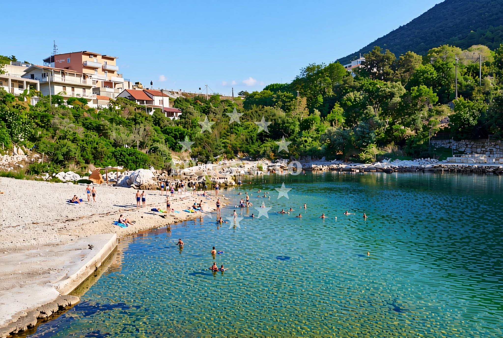 Shoreline and swimming area at Jazine, Neum Beach in Jazine