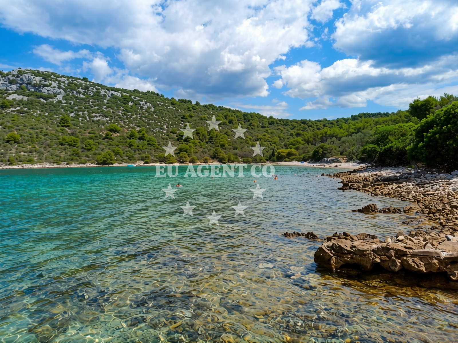Overview of Jelenica beach in IV Ulica 1, Kukljica