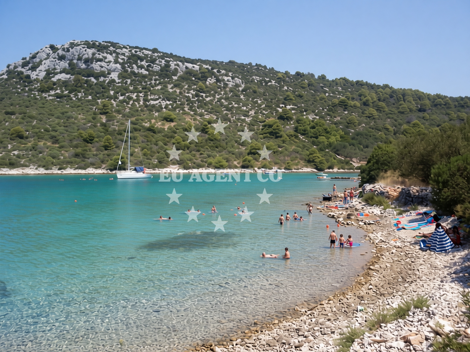Sea and coastal view of Jelenica beach in IV Ulica 1, Kukljica