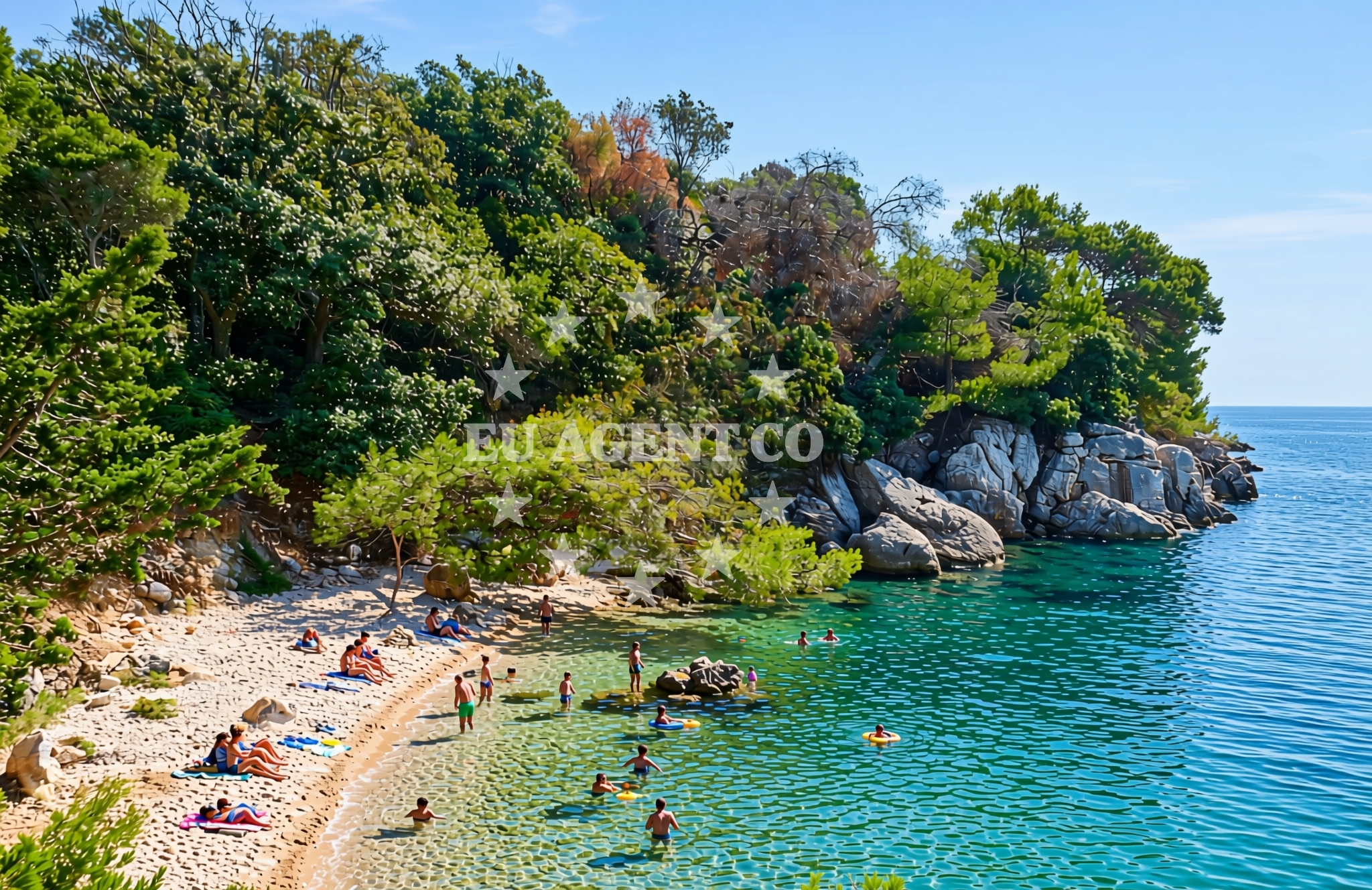 Shoreline and swimming area at Jelenovica istok, Kampor (Rab) Beach in Jelenovica istok