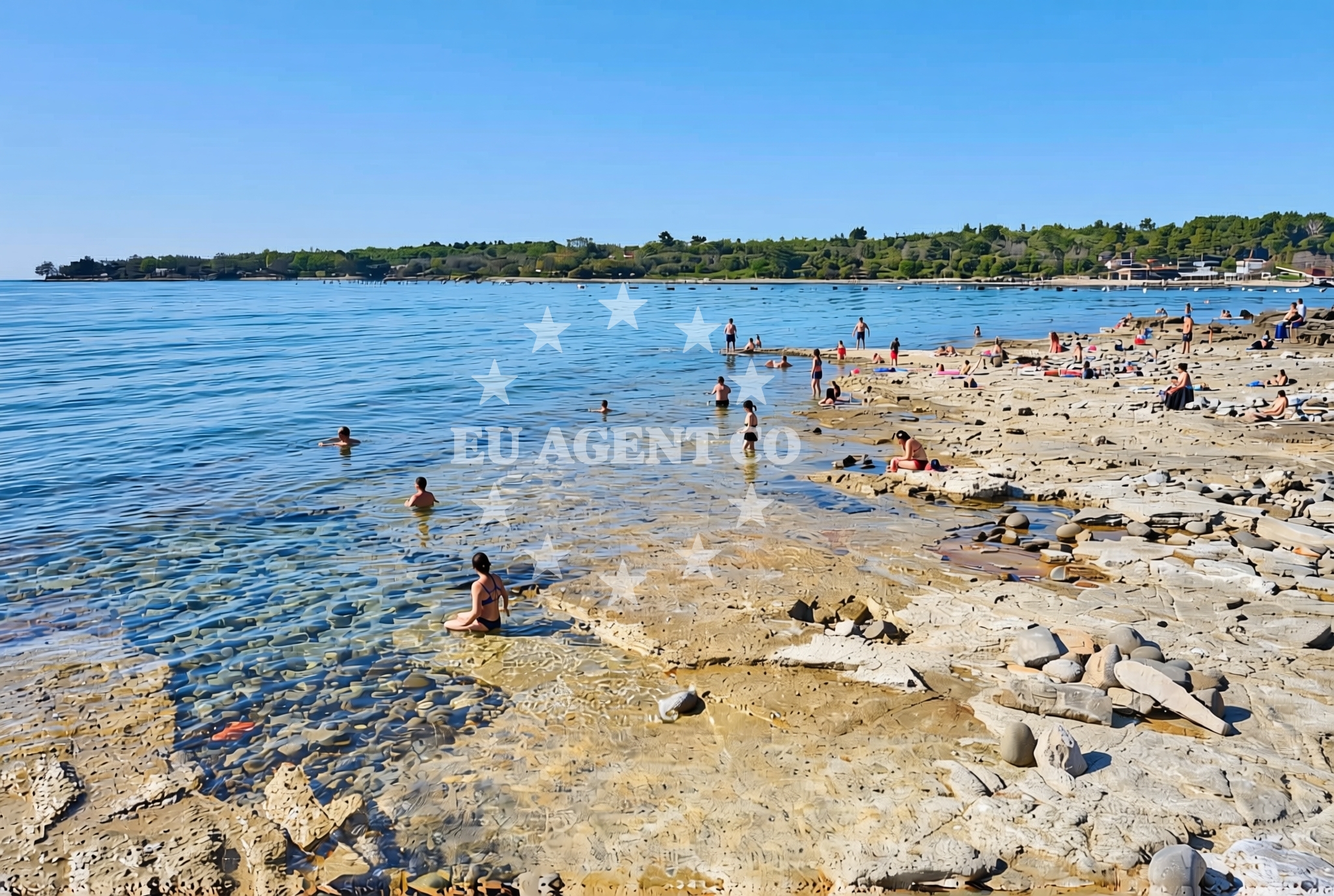 Sea and coastal view of Jerković, Vabriga Beach in Jerković