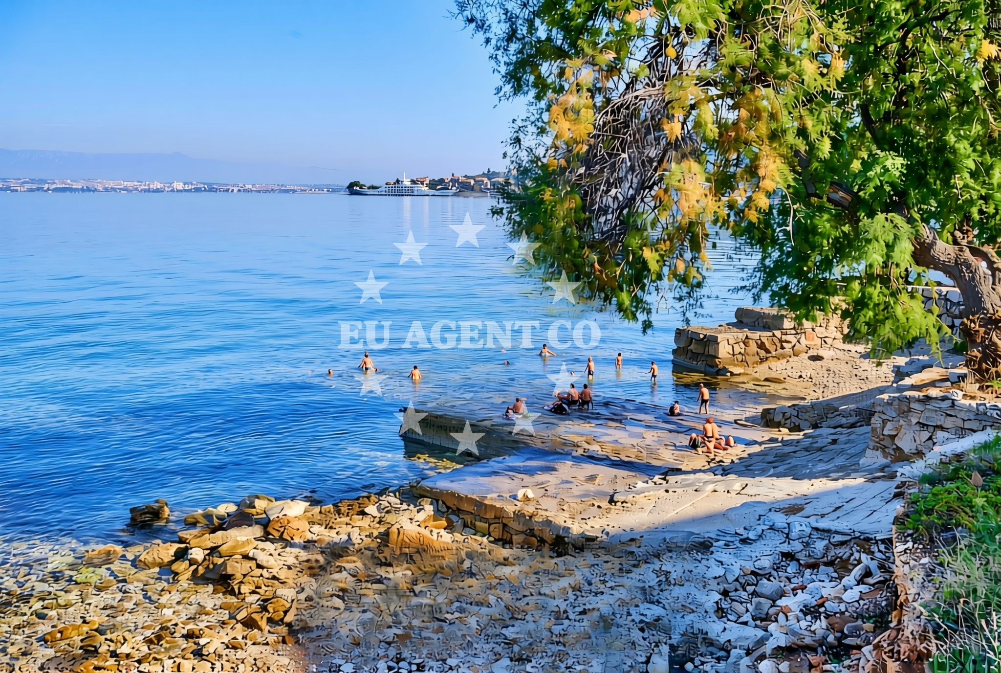 Shoreline and swimming area at Jopan, Preko (Ugljan) Beach in Jopan