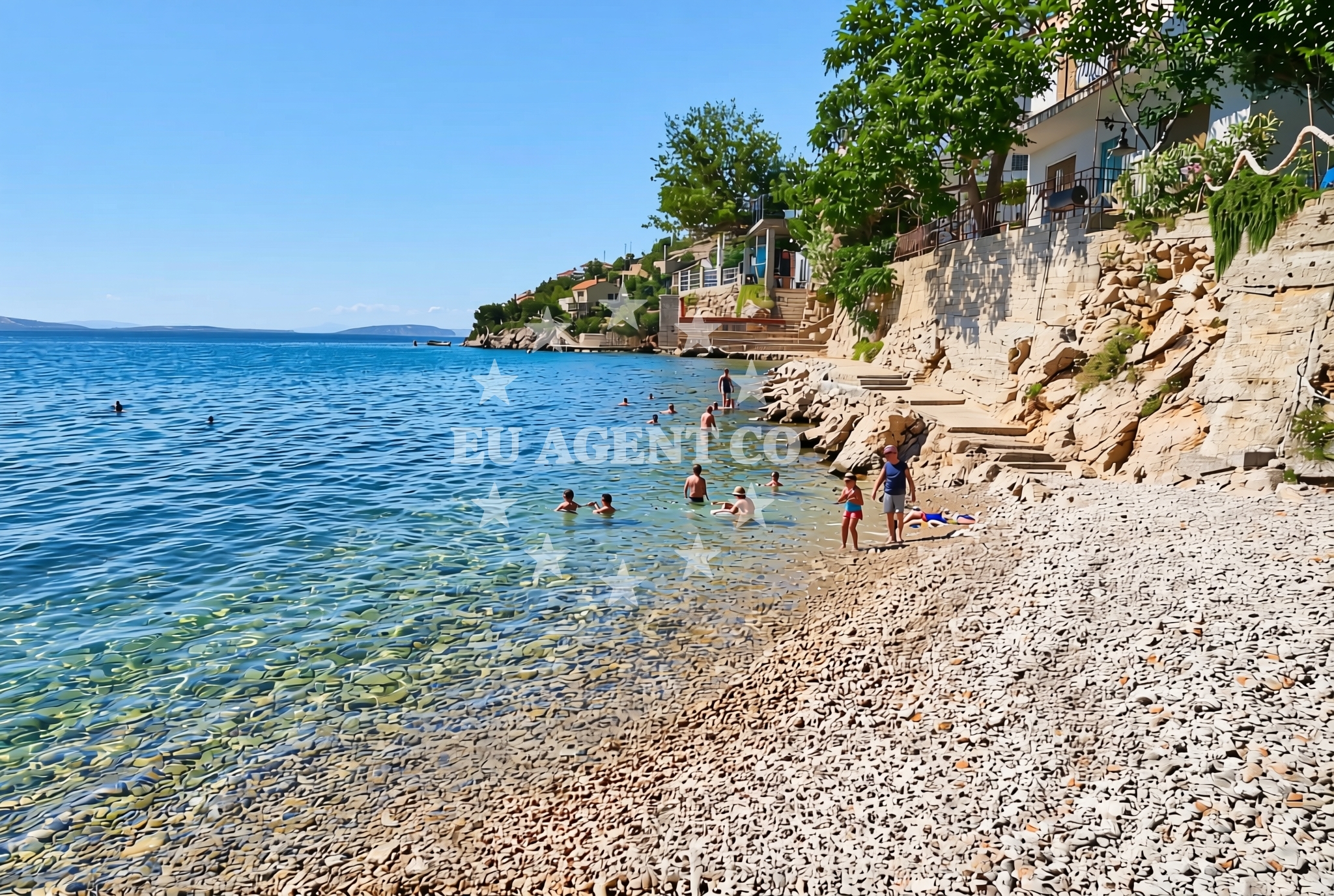 Shoreline and swimming area at Josinovac jug, Stinica Beach in Josinovac jug