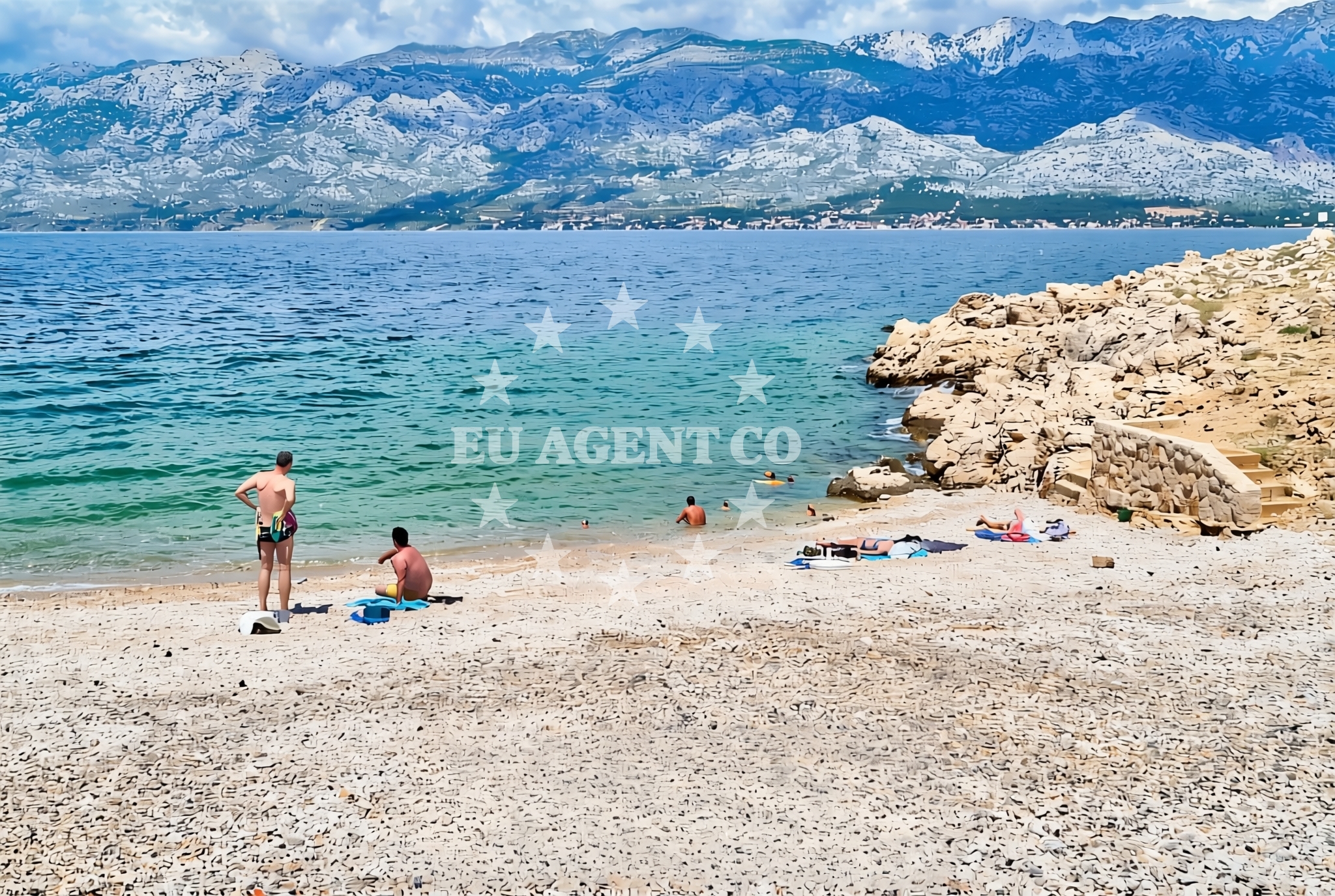 Shoreline and swimming area at Jovići: beaches and coves in Jovići