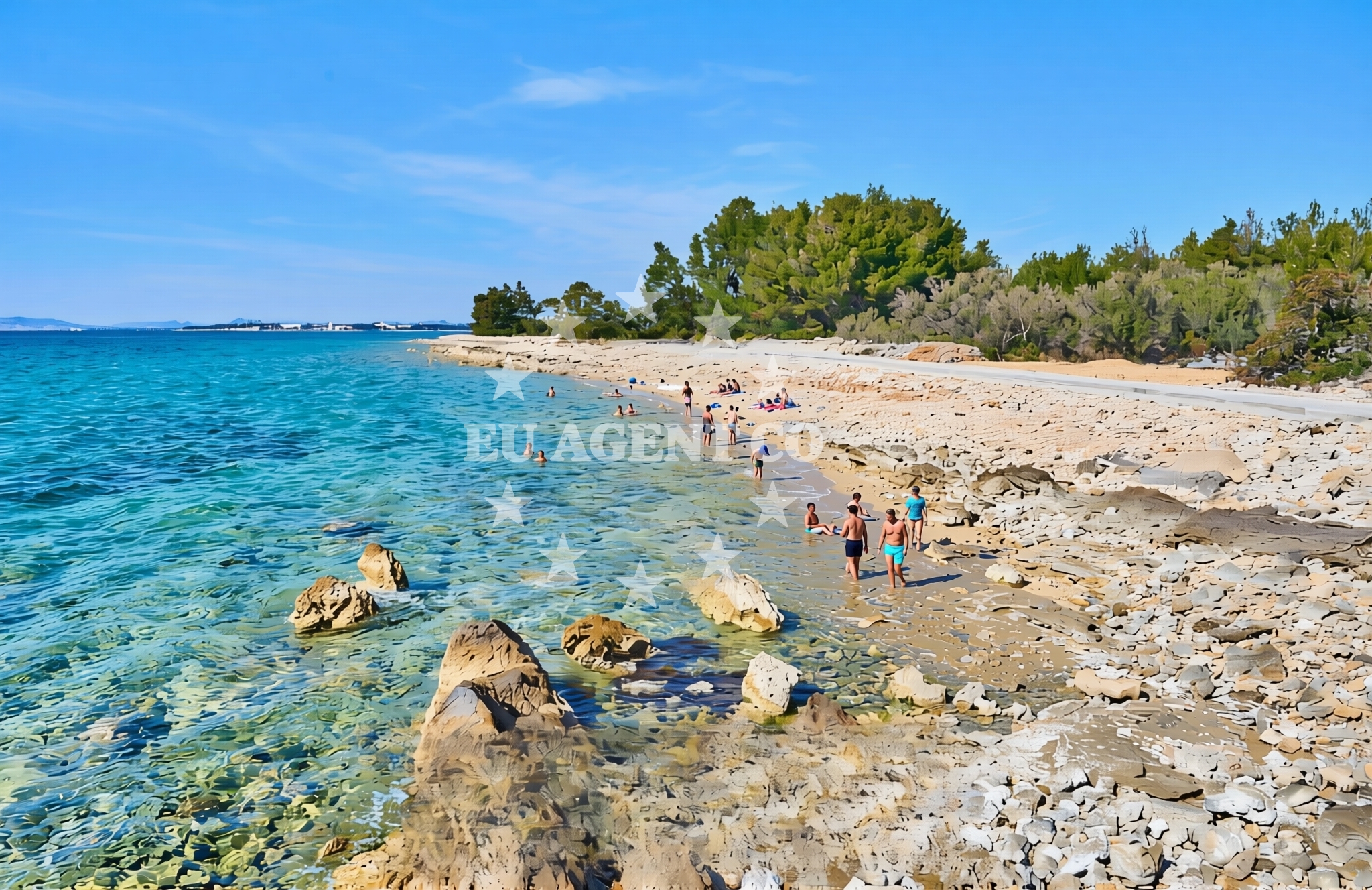 Overview of Jugozapad, Krapanj (Krapanj) Beach in Jugozapad