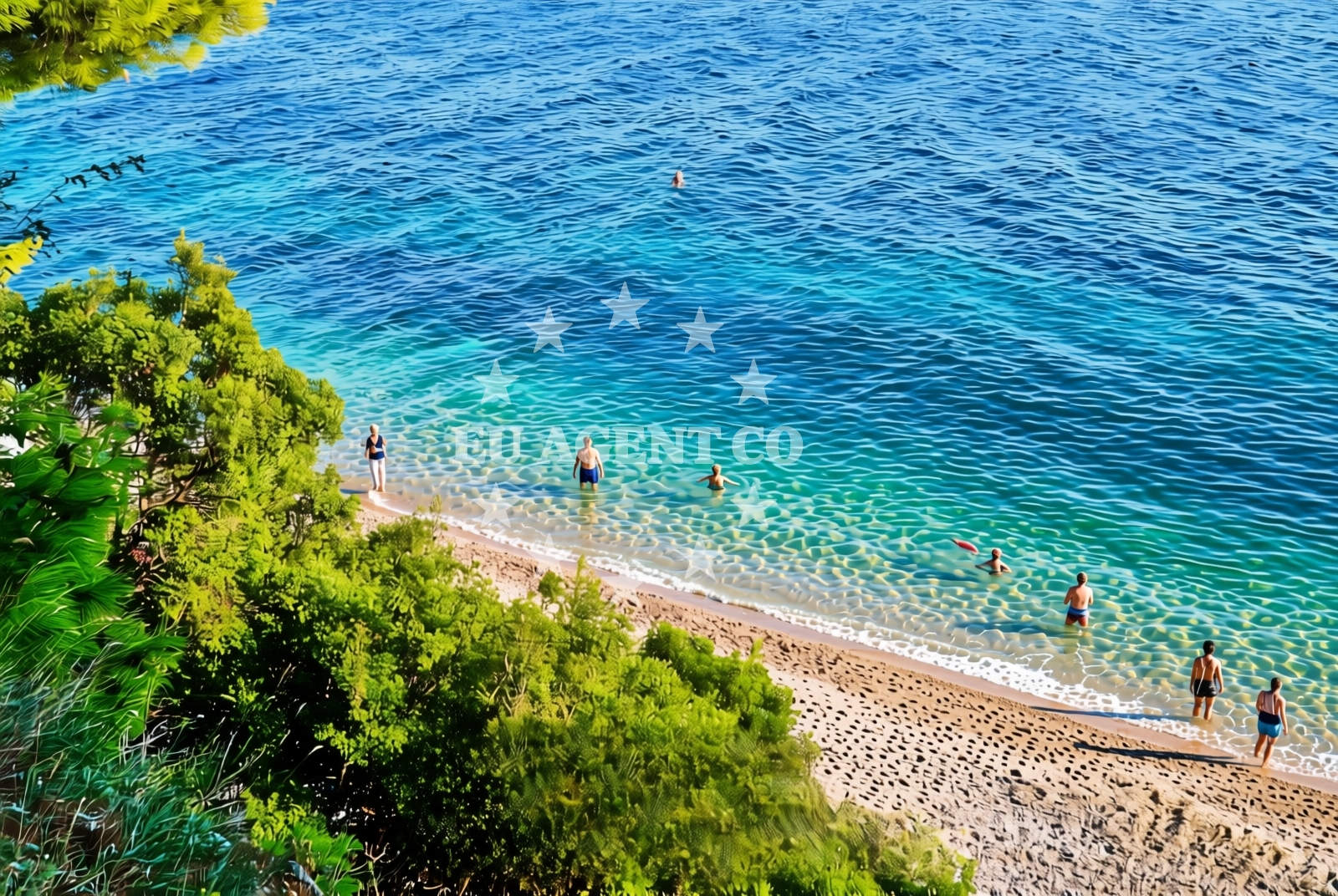 Shoreline and swimming area at Jukići, Živogošće Beach in Jukići