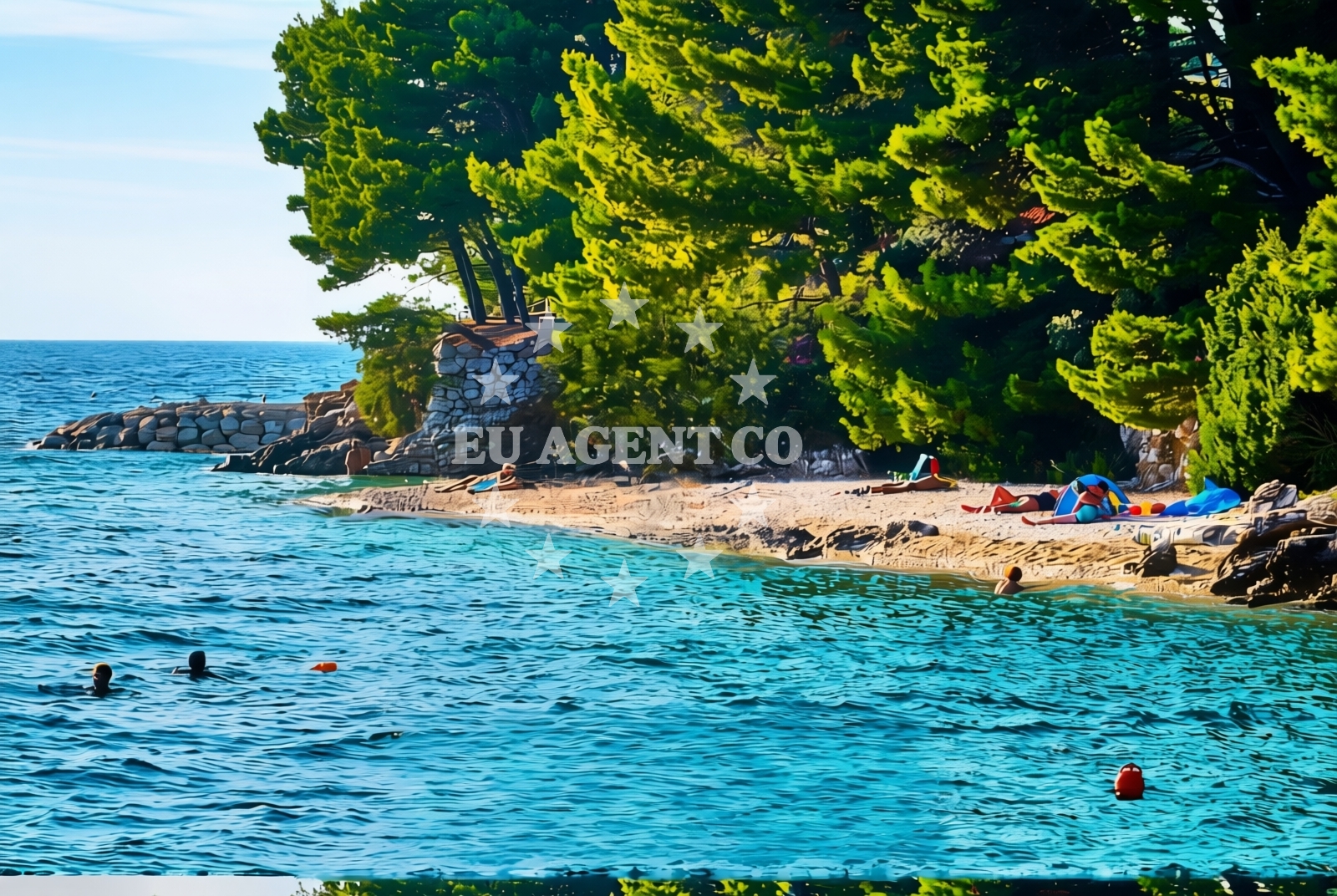 Sea and coastal view of Jukići, Živogošće Beach in Jukići