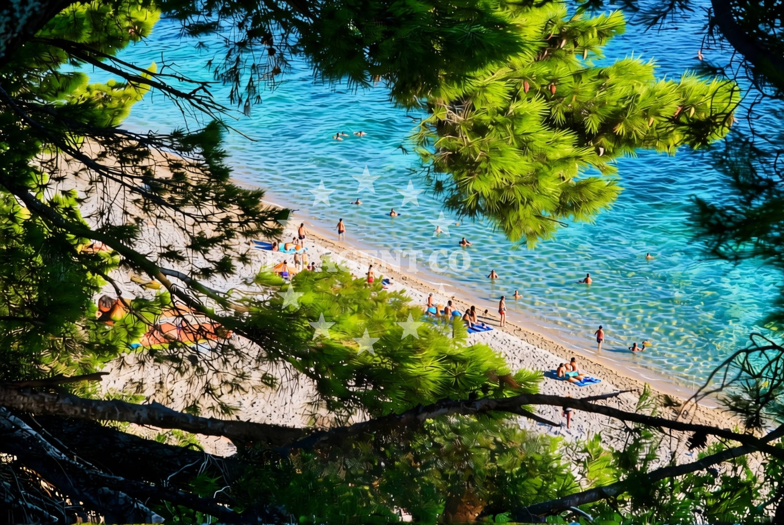 Beach facilities and surroundings at Jukići, Živogošće Beach in Jukići