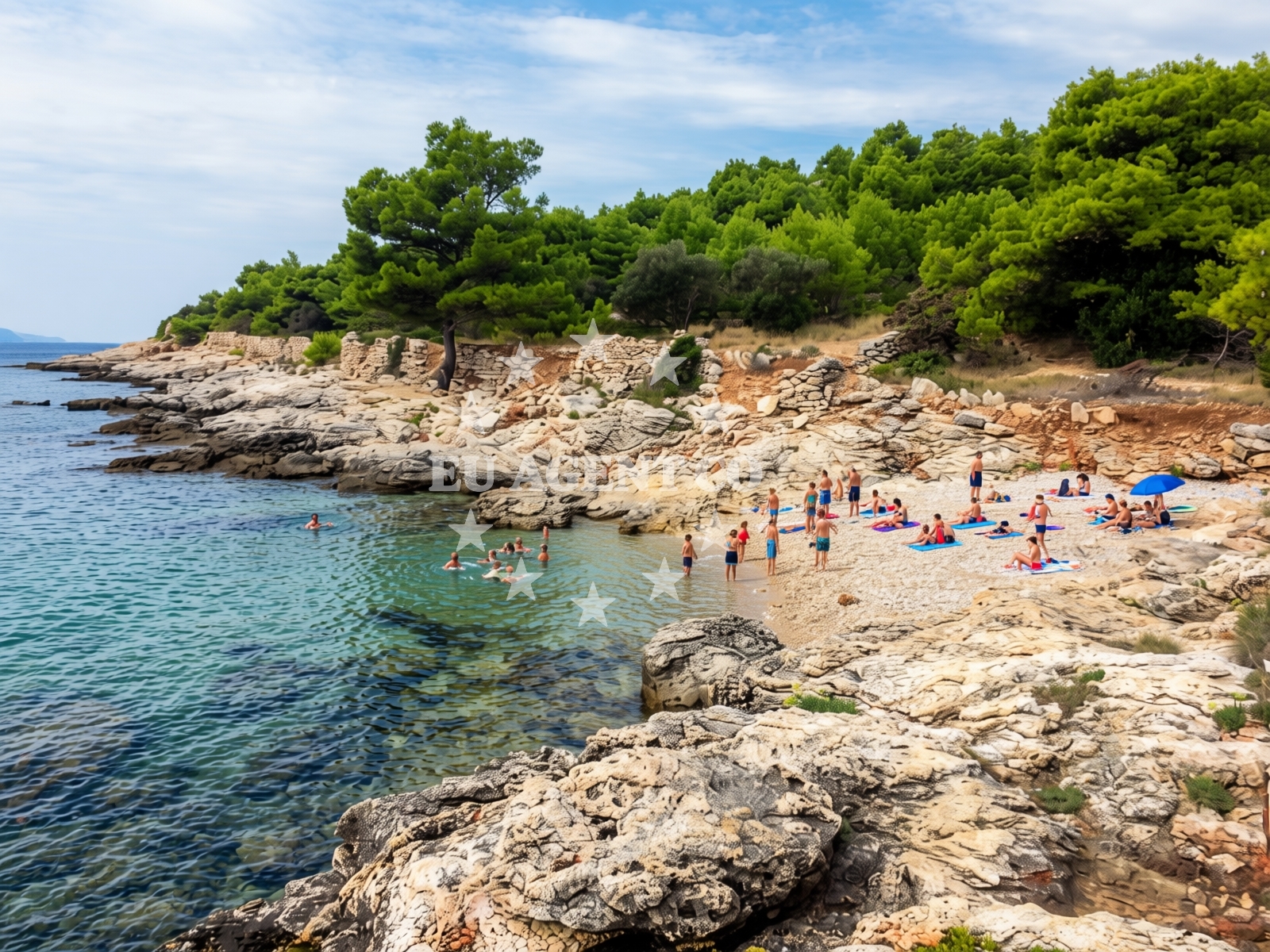 Sea and coastal view of Julija beach in Obala Petra Krešimira IV 108B, Betina